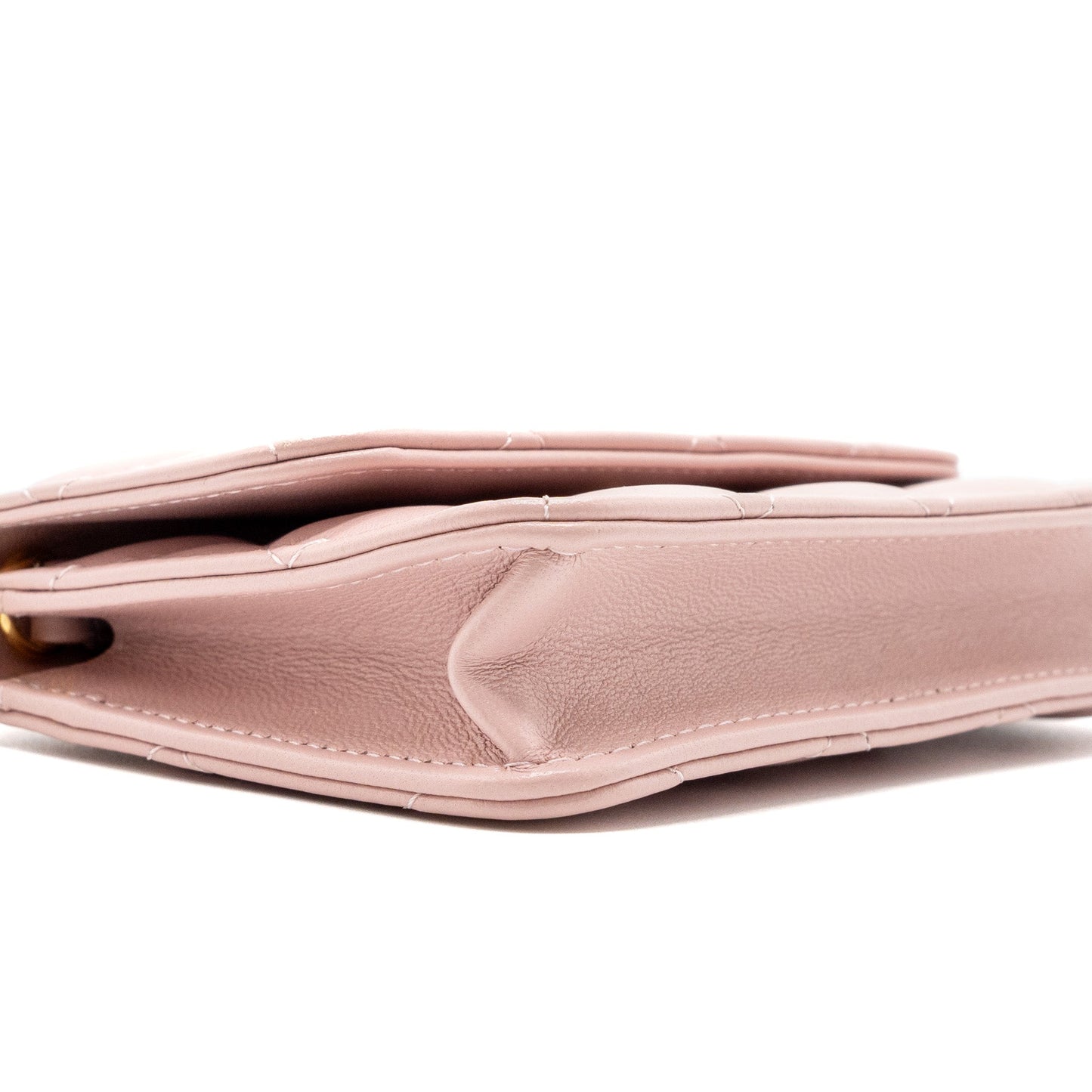 Chanel mini flap card holder with chain limited edition lambskin light pink  (microchip)
