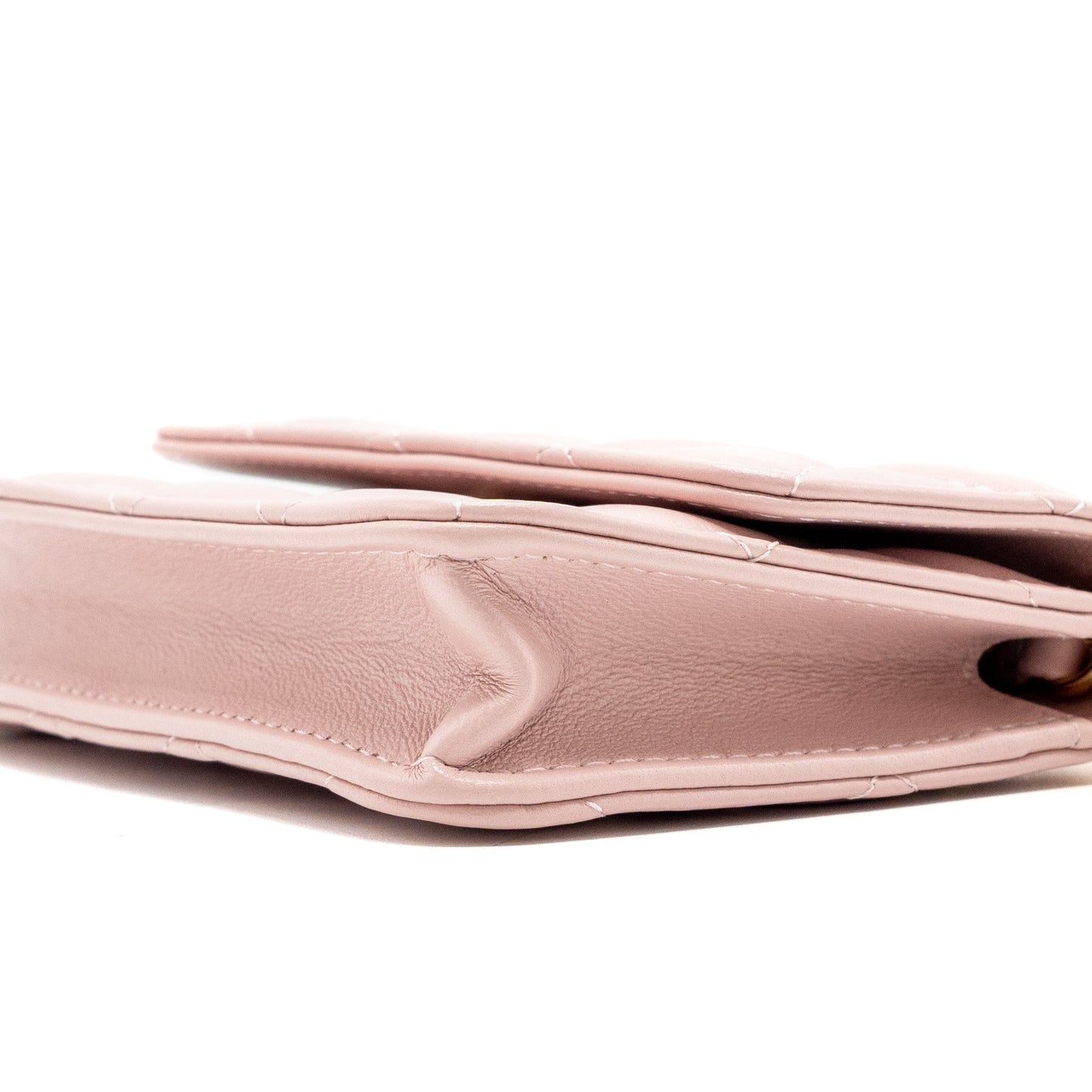 Chanel mini flap card holder with chain limited edition lambskin light pink  (microchip)
