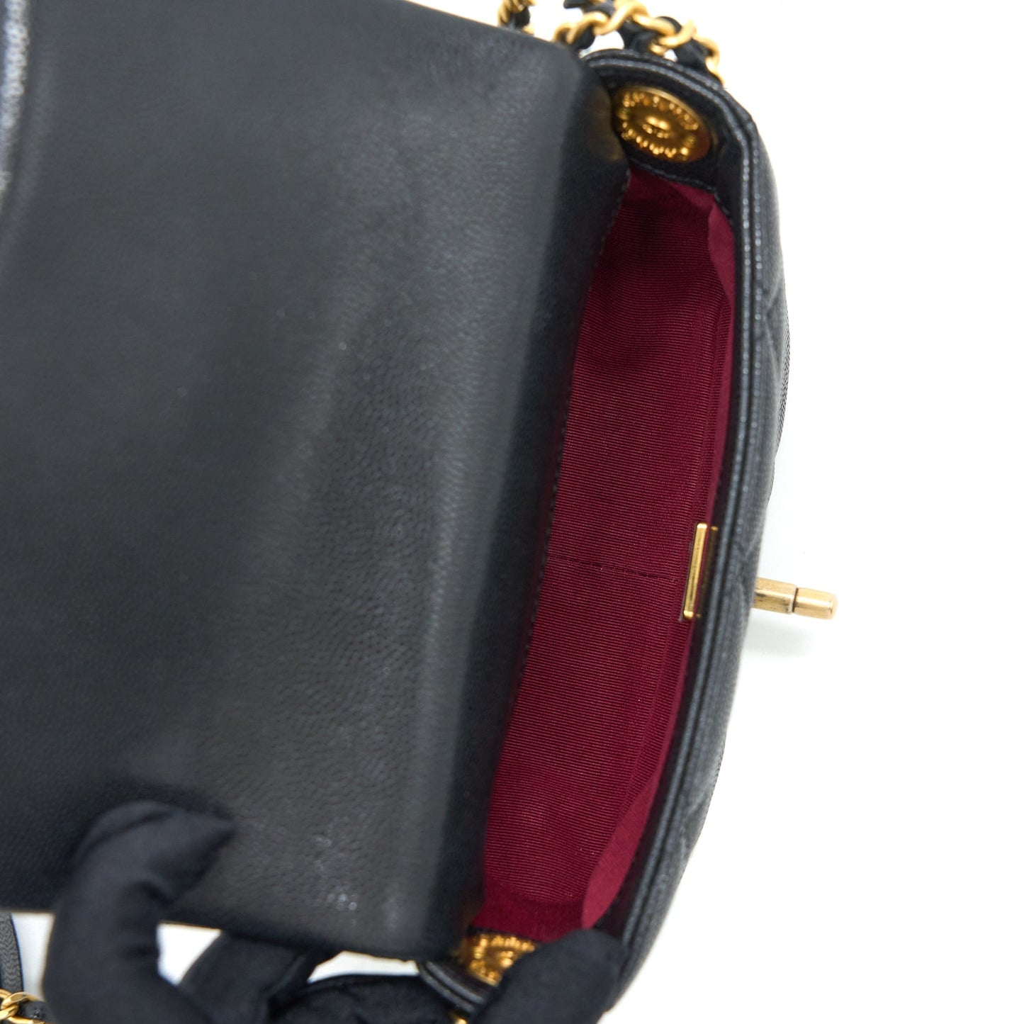 Chanel 22A Square Flap Bag Caviar Black  (Microchip)