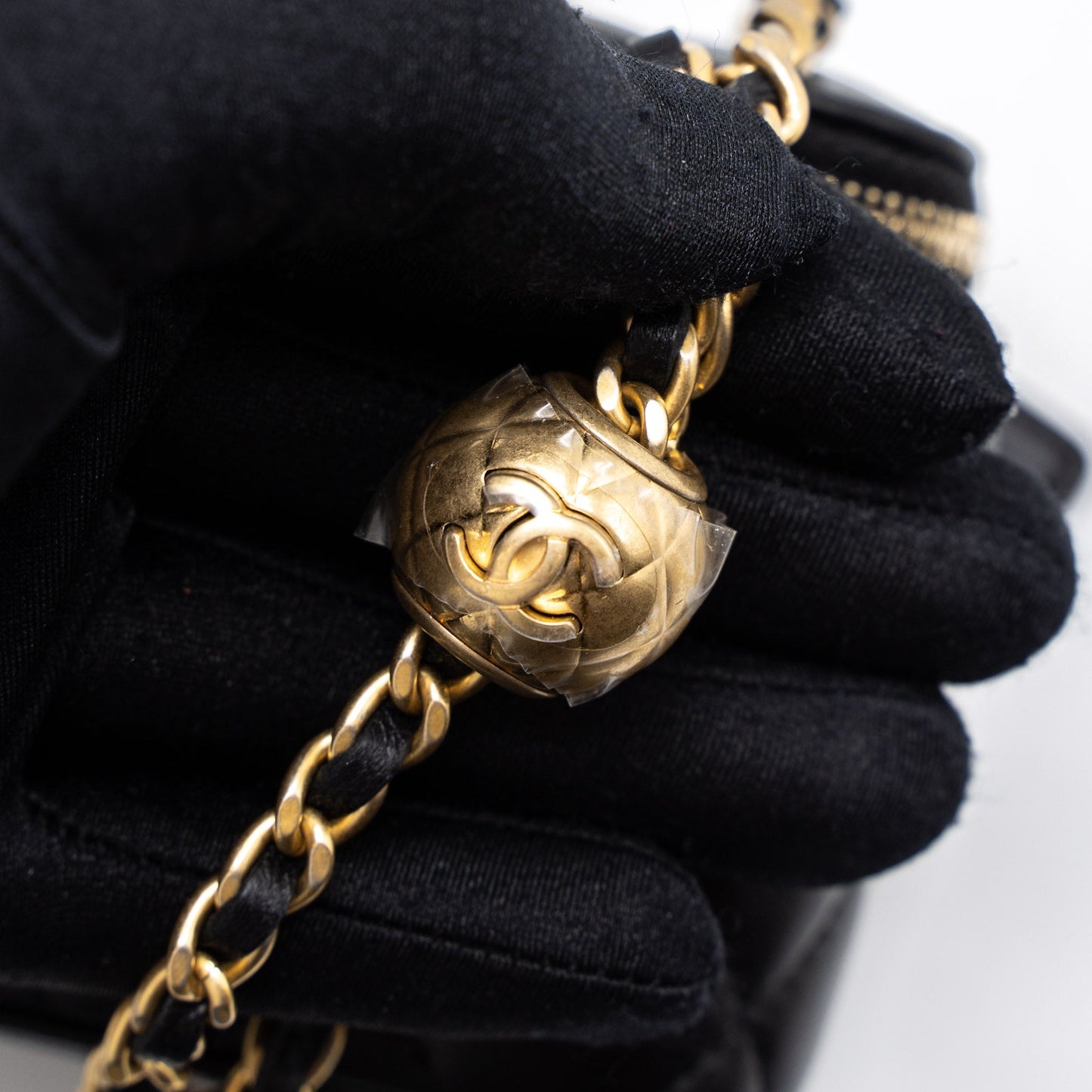 Chanel Pearl Crush Mini Vanity with Chain Lambskin Black Brushed  (Microchip)