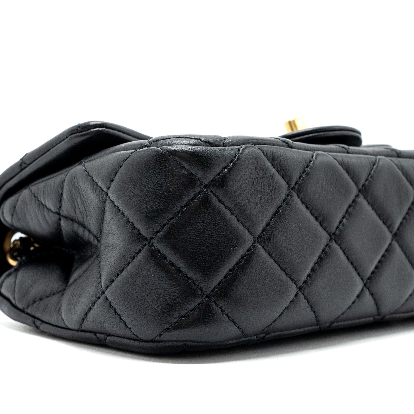 Chanel Pearl Crush Mini Rectangular Flap Bag Lambskin Black