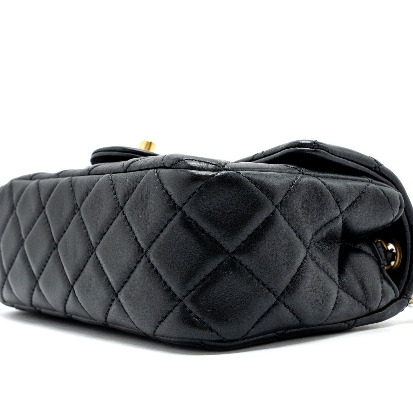 Chanel Pearl Crush Mini Rectangular Flap Bag Lambskin Black