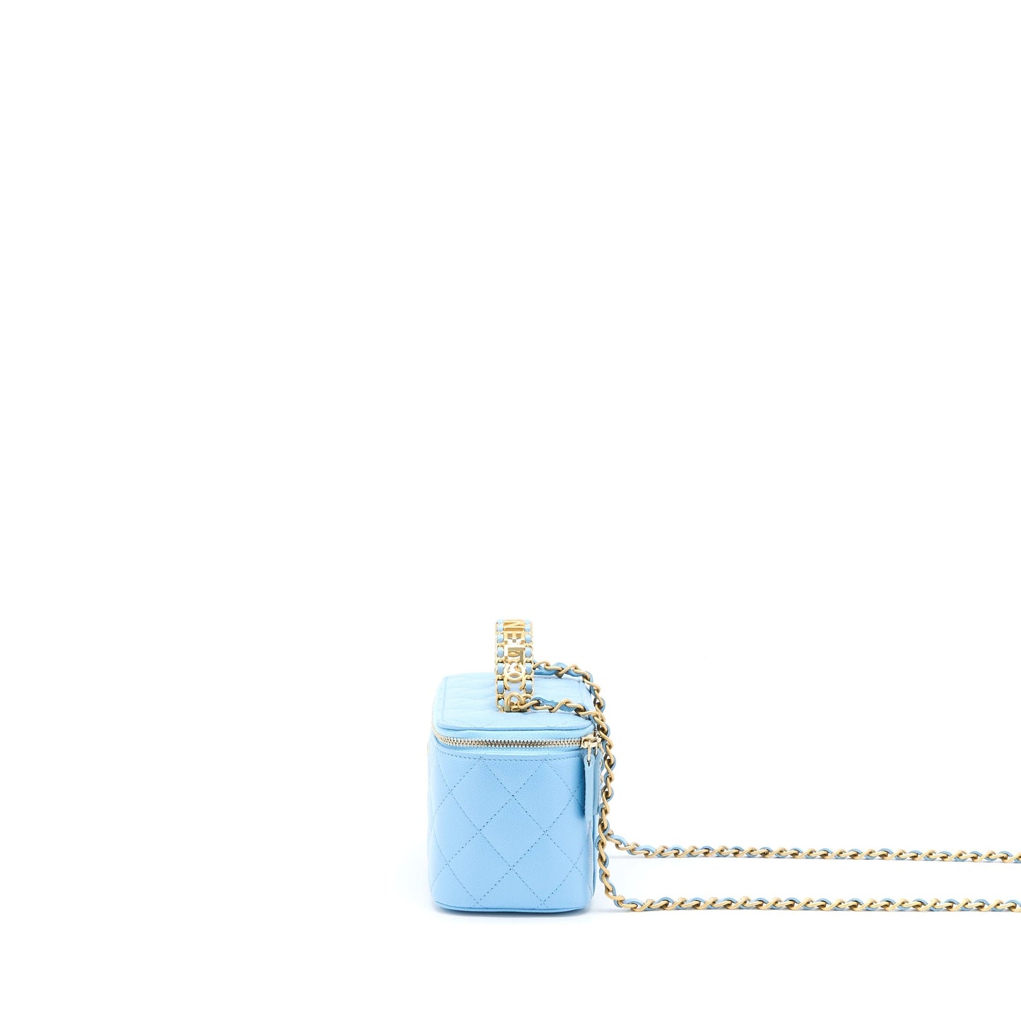 Chanel 22s Letter Top Handle Long Vanity Caviar Blue
