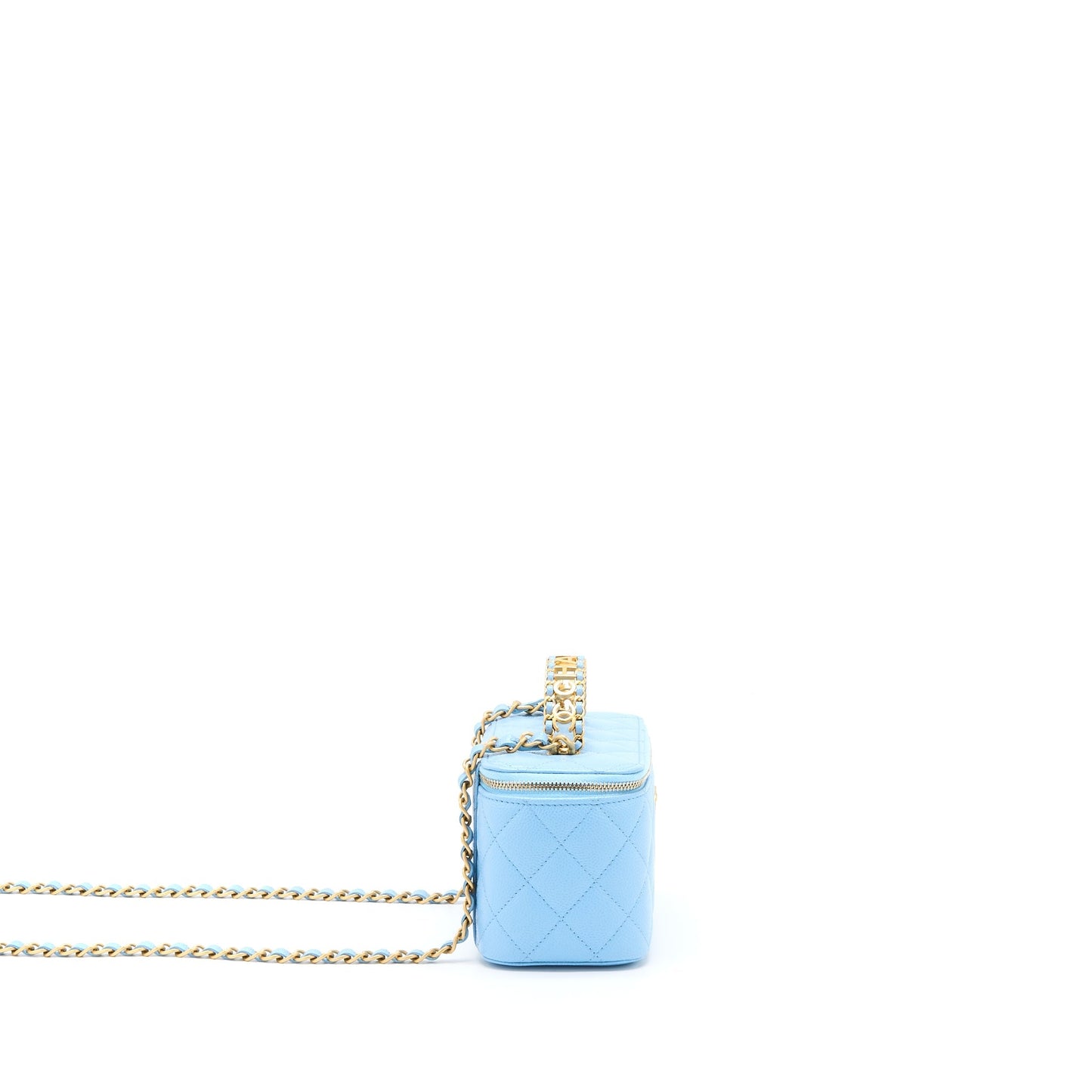 Chanel 22s Letter Top Handle Long Vanity Caviar Blue