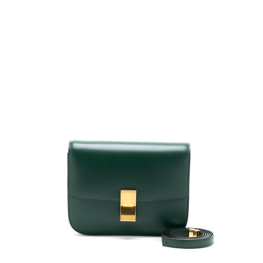 Celine Medium Classic Box Purse Calfskin Green