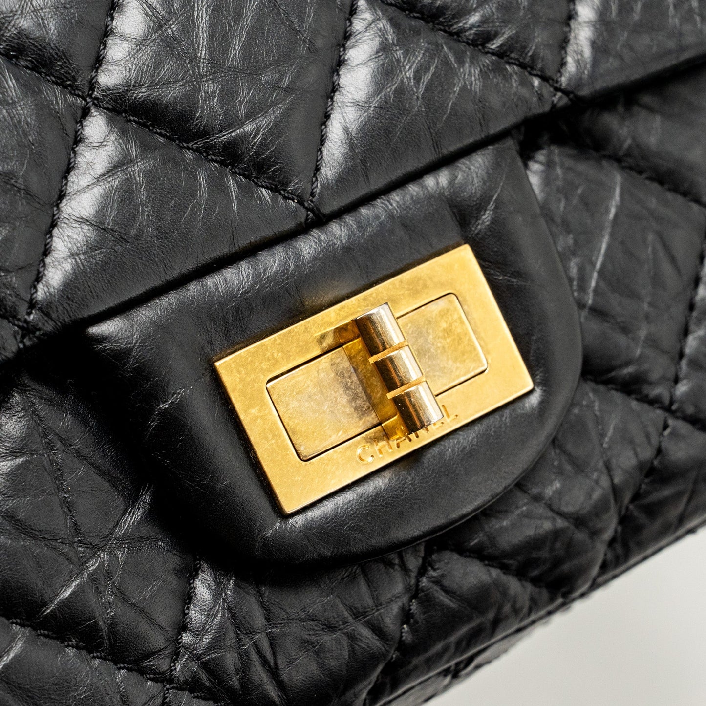 Chanel Large 2.55 226 Reissue Double Flap Bag Aged Calfskin Black