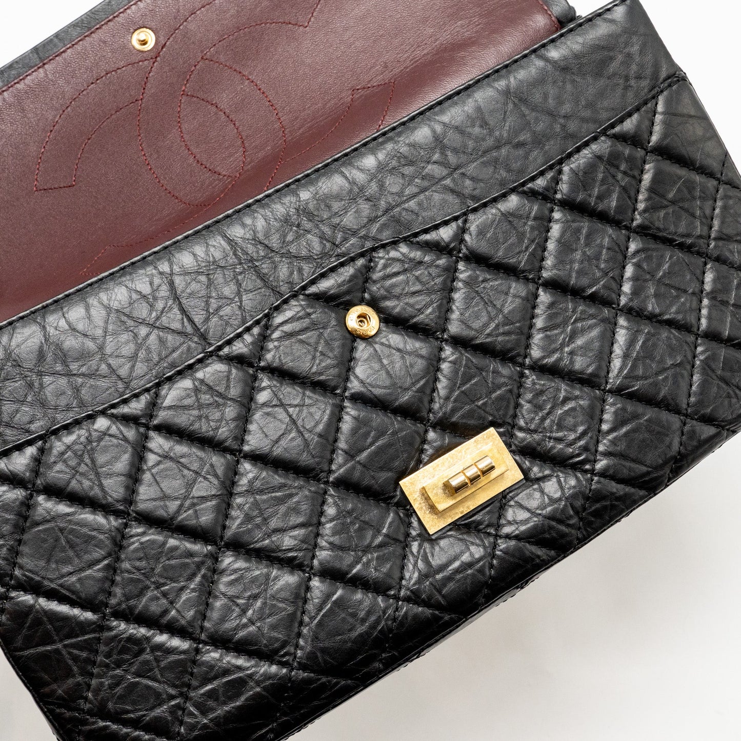 Chanel Large 2.55 226 Reissue Double Flap Bag Aged Calfskin Black