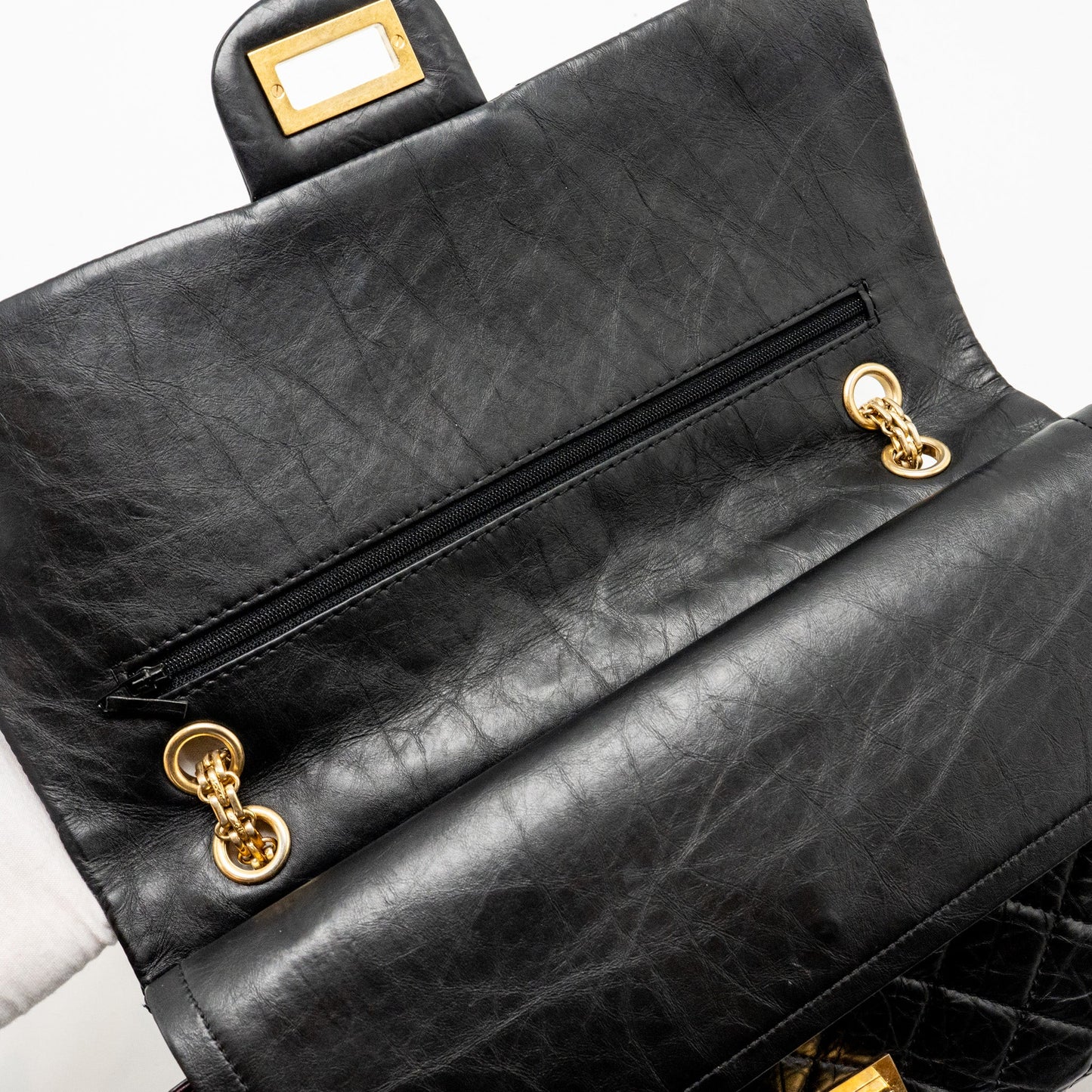 Chanel Large 2.55 226 Reissue Double Flap Bag Aged Calfskin Black