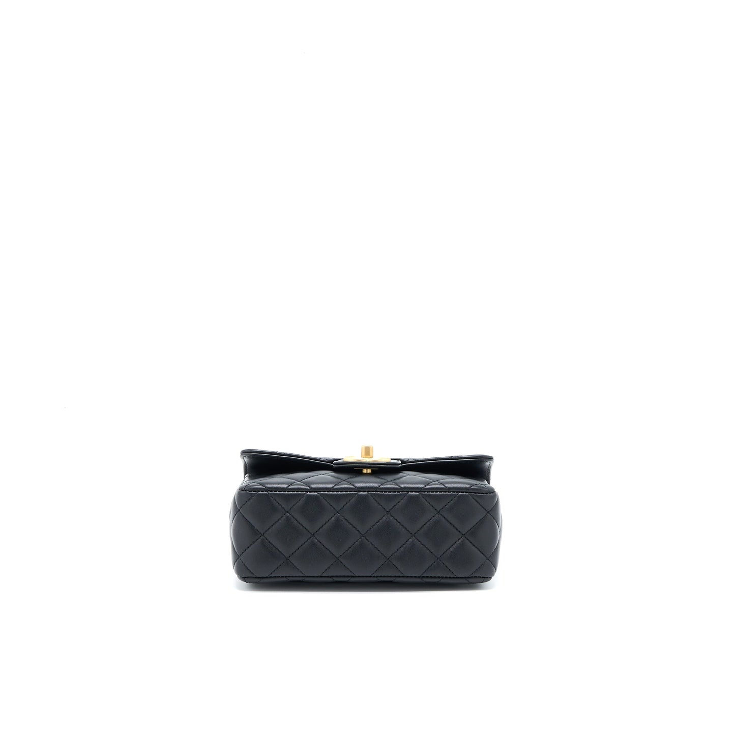 Chanel Seasonal Flap Bag with Detail Chain Lambskin Black Brushed  (Microchip)