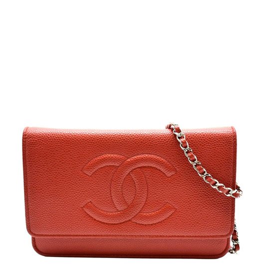 Chanel Timeless WOC Caviar Leather Wallet on Chain Shoulder Bag Red