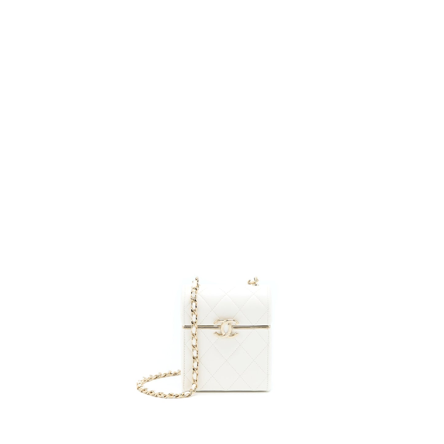 Chanel 22P Quilted Mini Box Vanity With Chain Lambskin White L