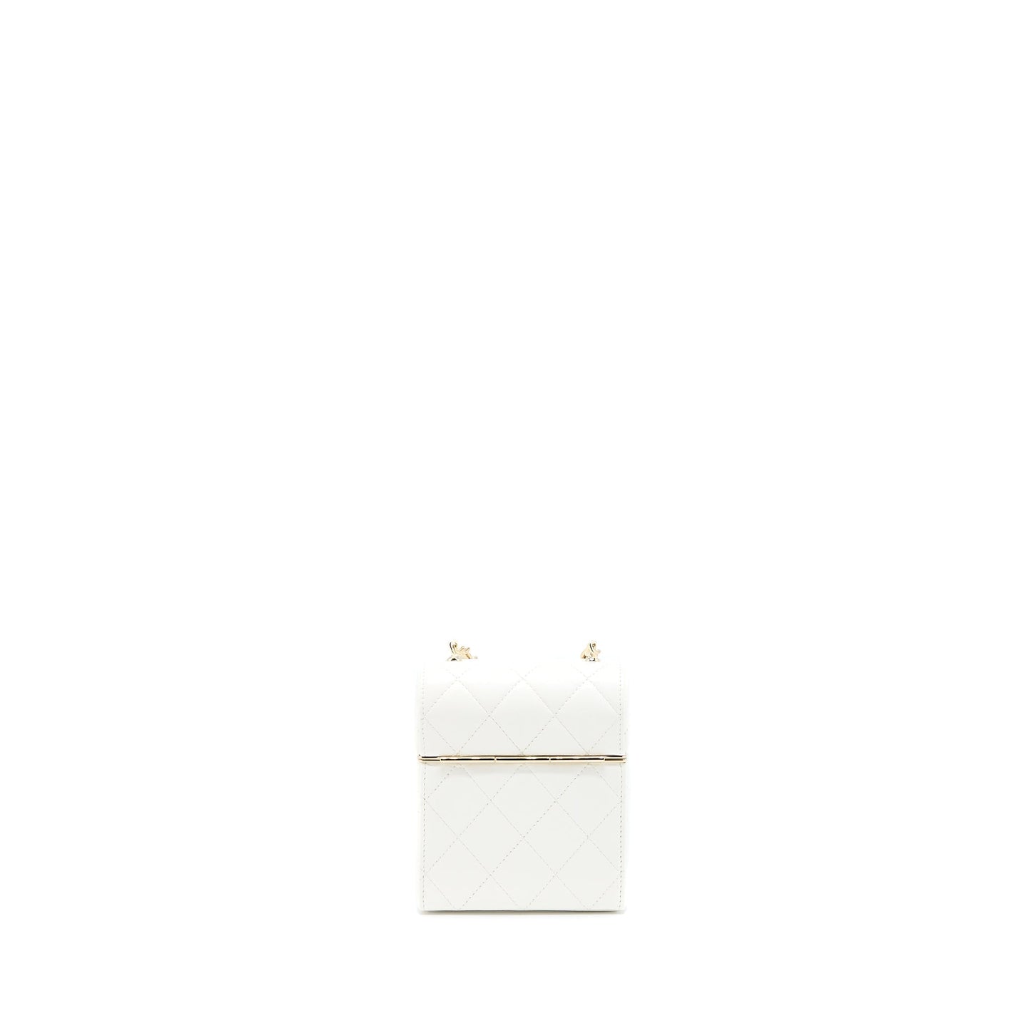 Chanel 22P Quilted Mini Box Vanity With Chain Lambskin White L