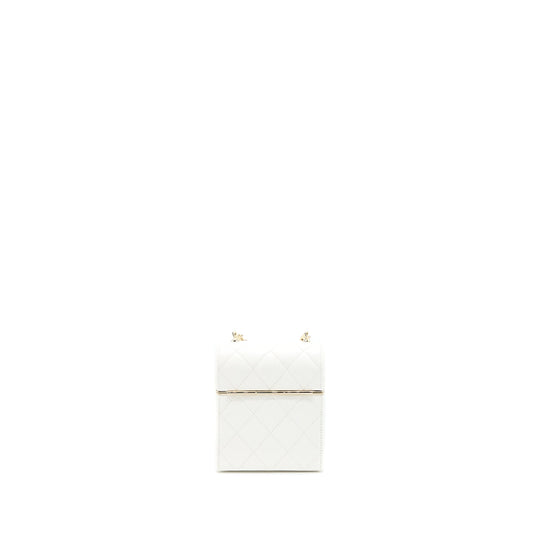 Chanel 22P Quilted Mini Box Vanity With Chain Lambskin White L