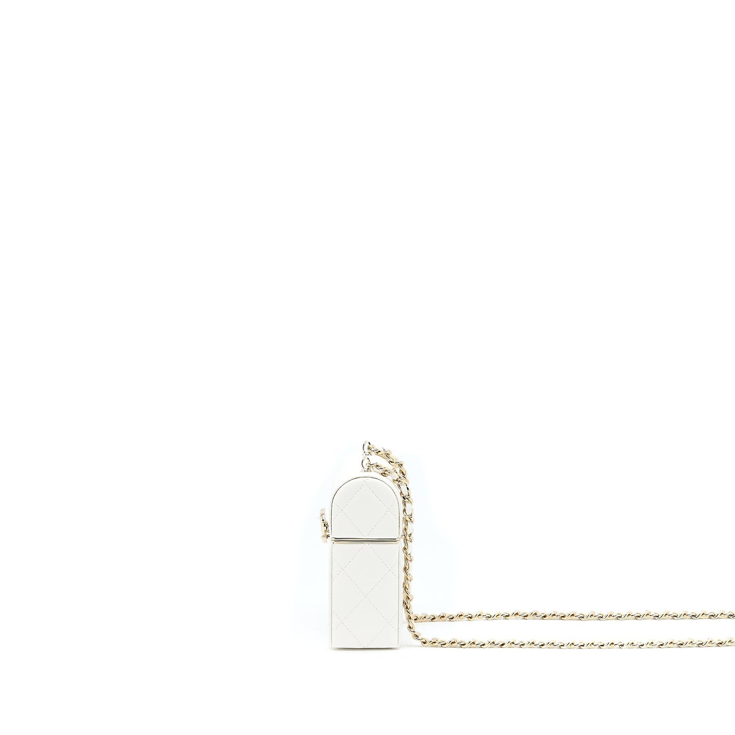 Chanel 22P Quilted Mini Box Vanity With Chain Lambskin White L