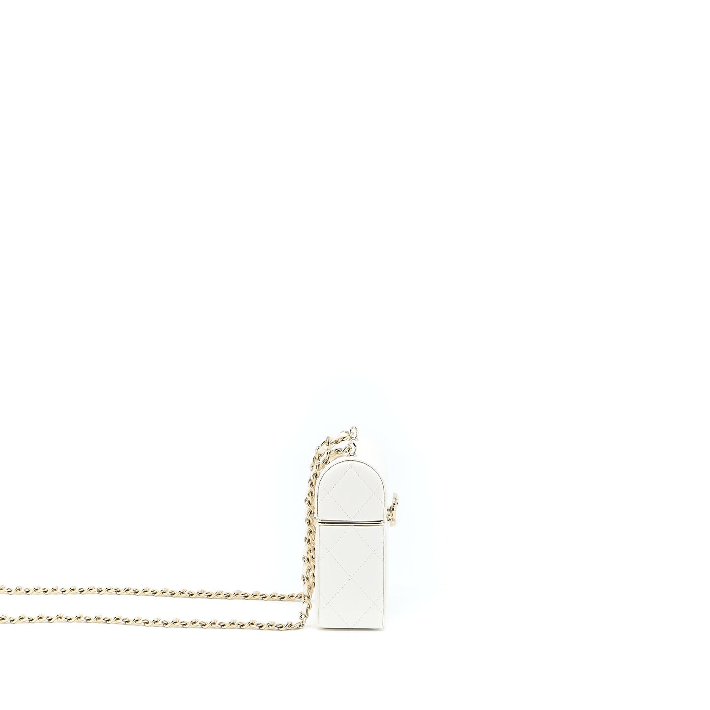 Chanel 22P Quilted Mini Box Vanity With Chain Lambskin White L
