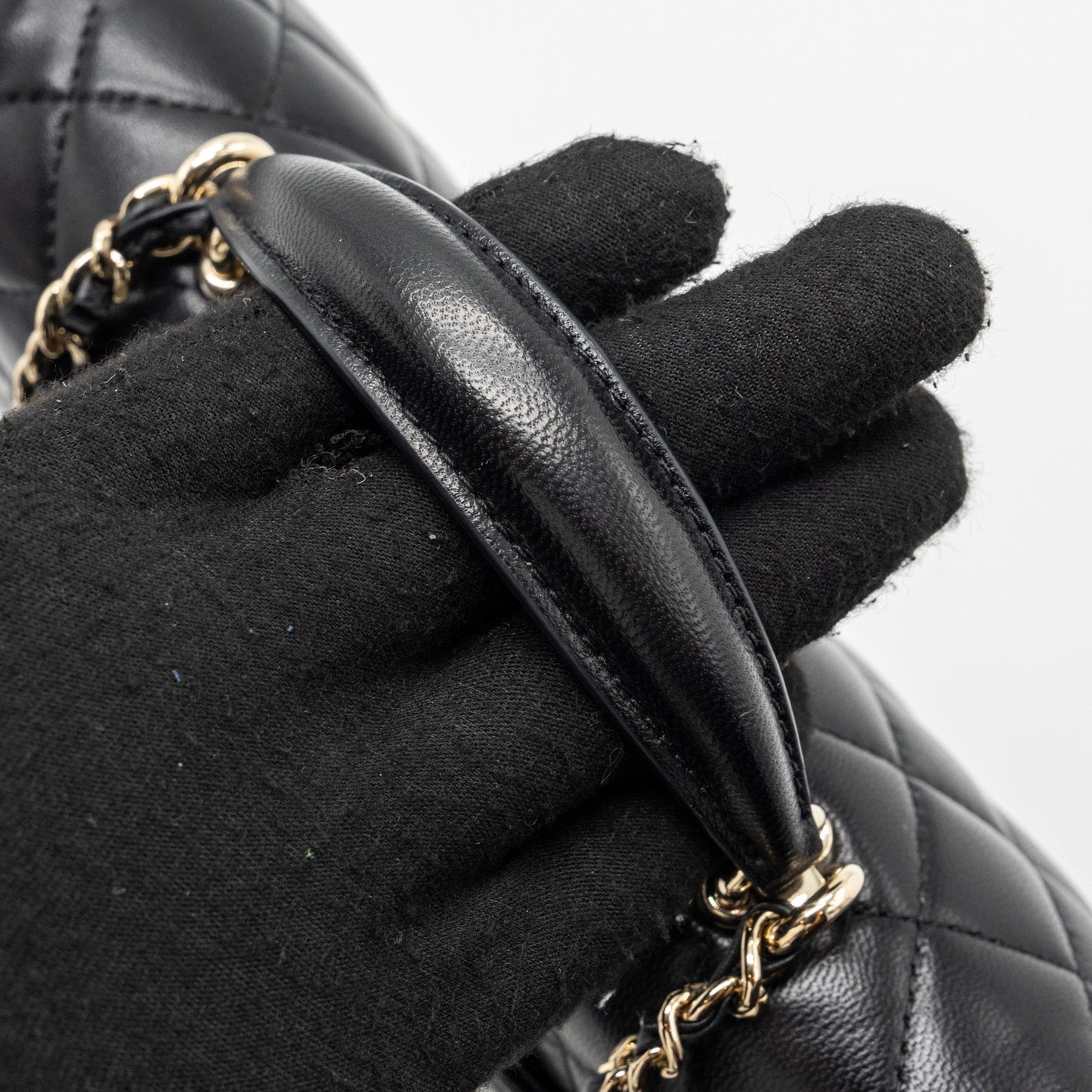 Chanel Top Handle Mini Rectangular Lambskin Black L(Microchip)