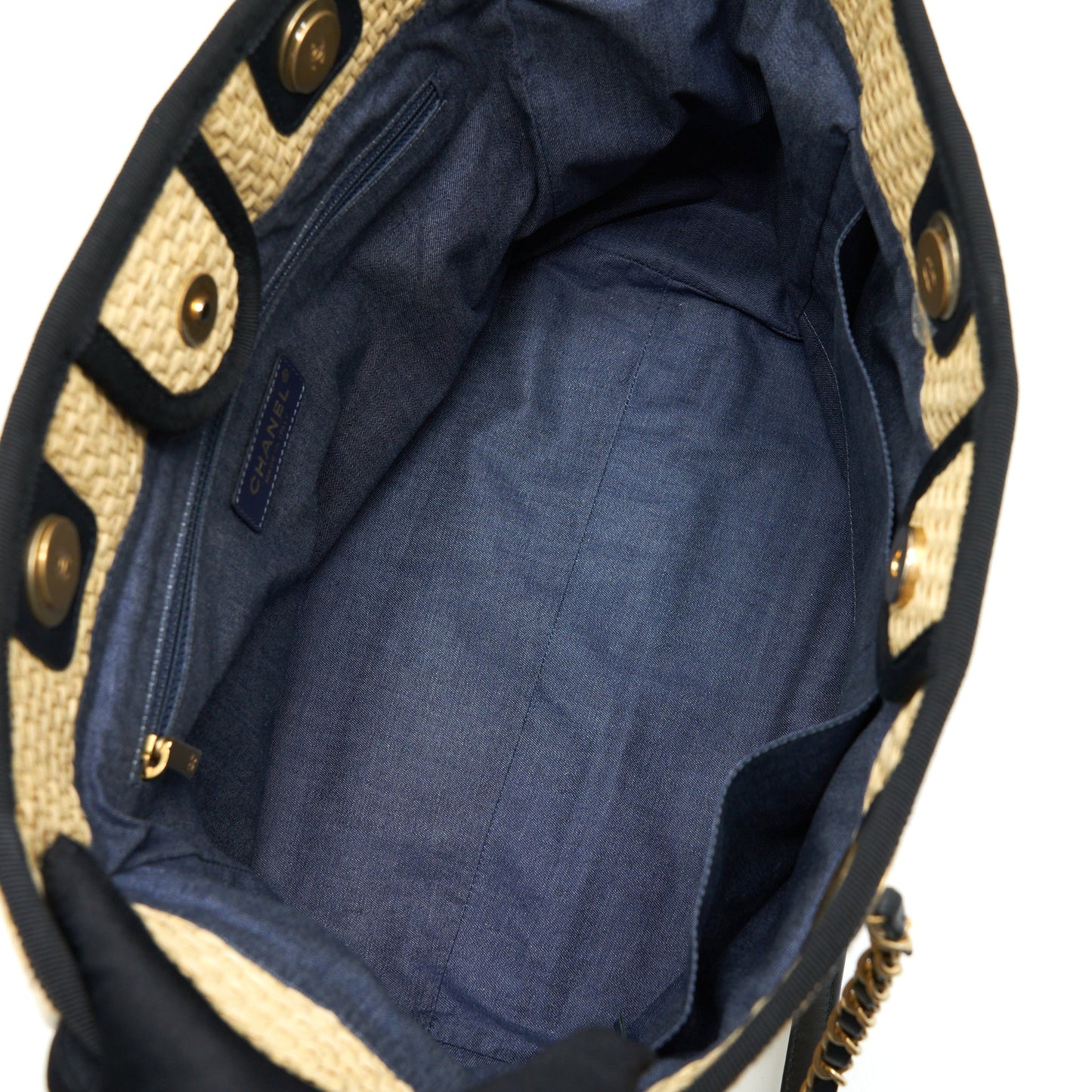 Chanel Gold Raffia Deauville Tote Bag
