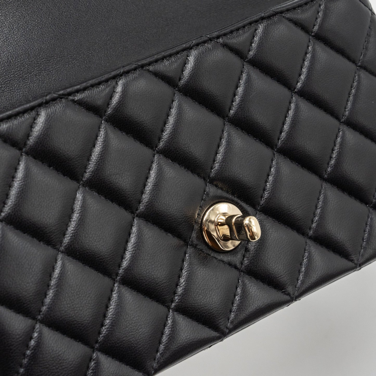 Chanel Top Handle Mini Rectangular Lambskin Black L(Microchip)