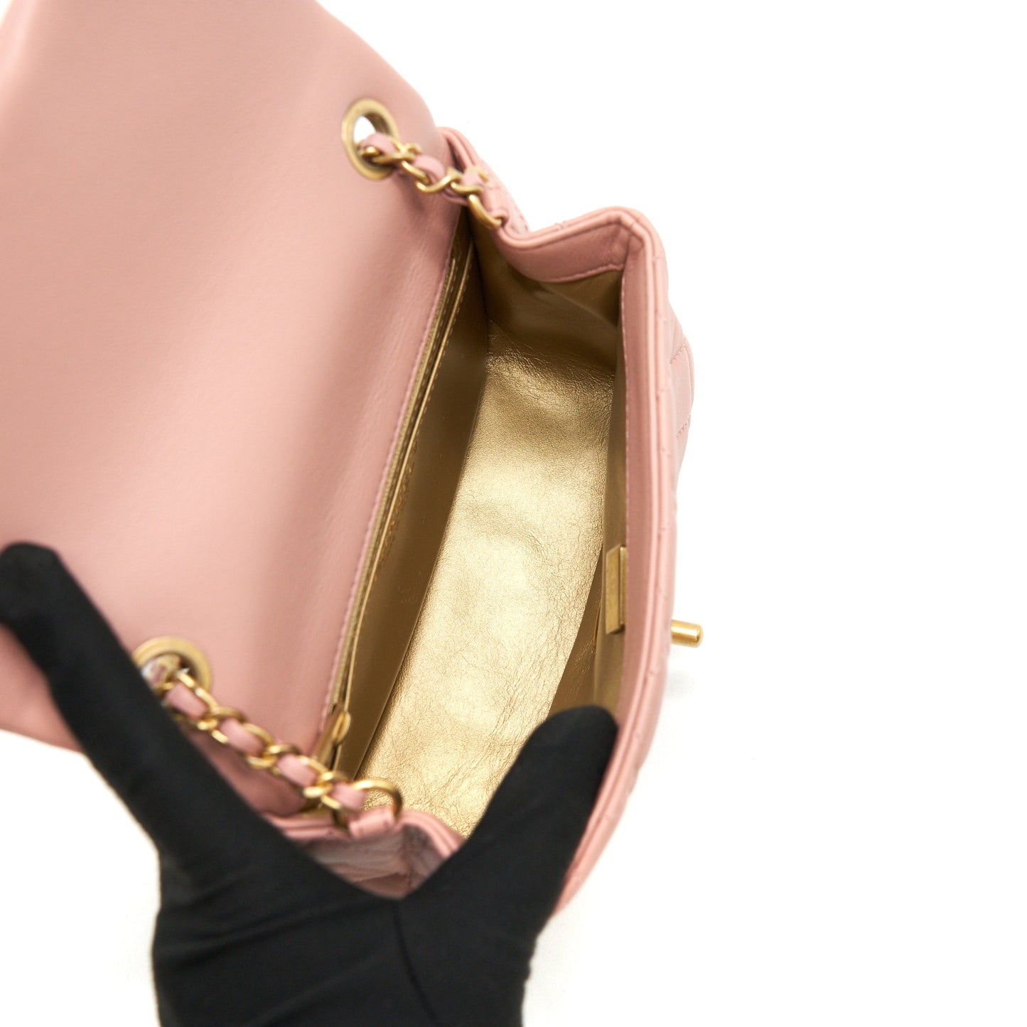 Chanel 21B Light Pink Pearl Crush Mini Square Flap Bag
