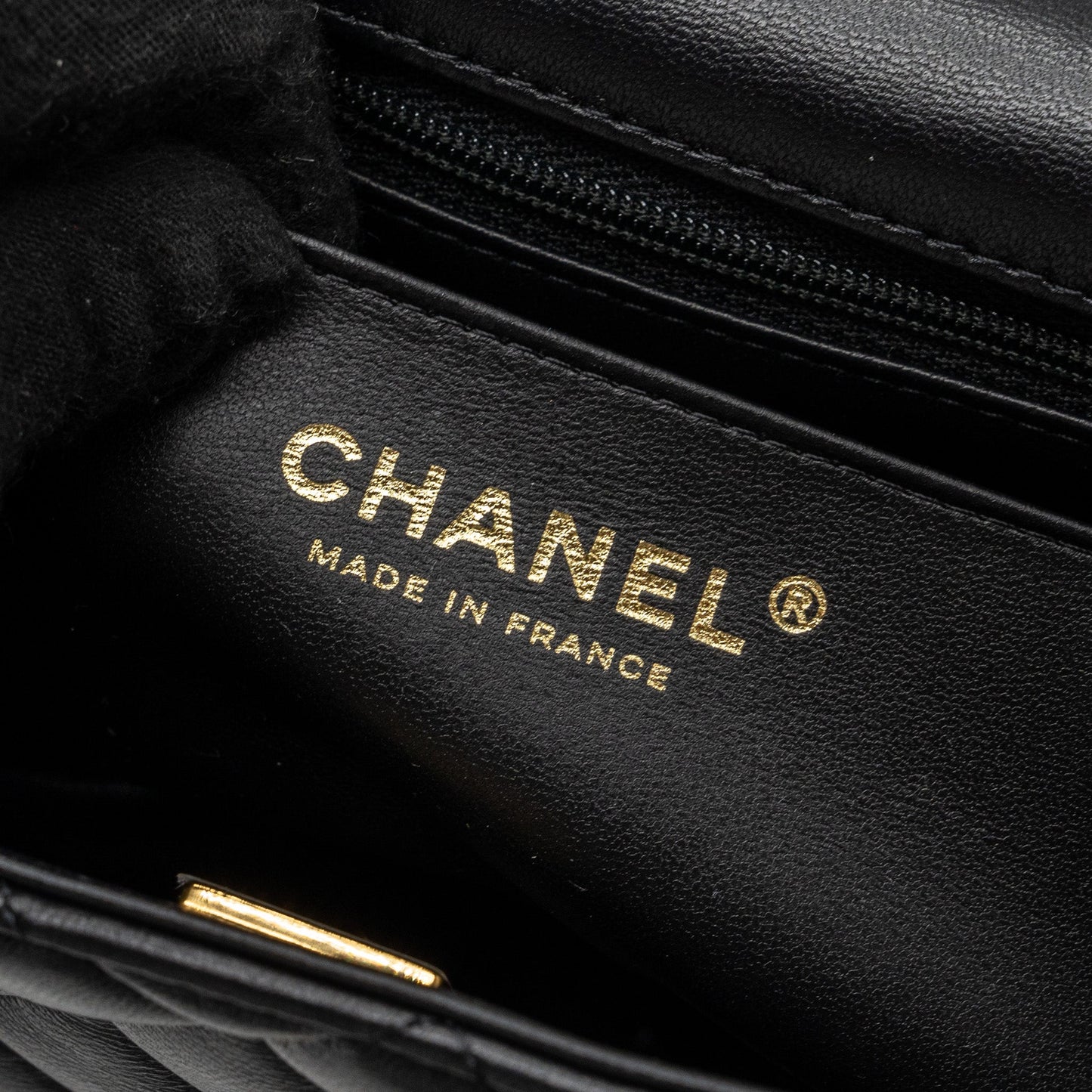 Chanel Top Handle Mini Rectangular Lambskin Black L(Microchip)