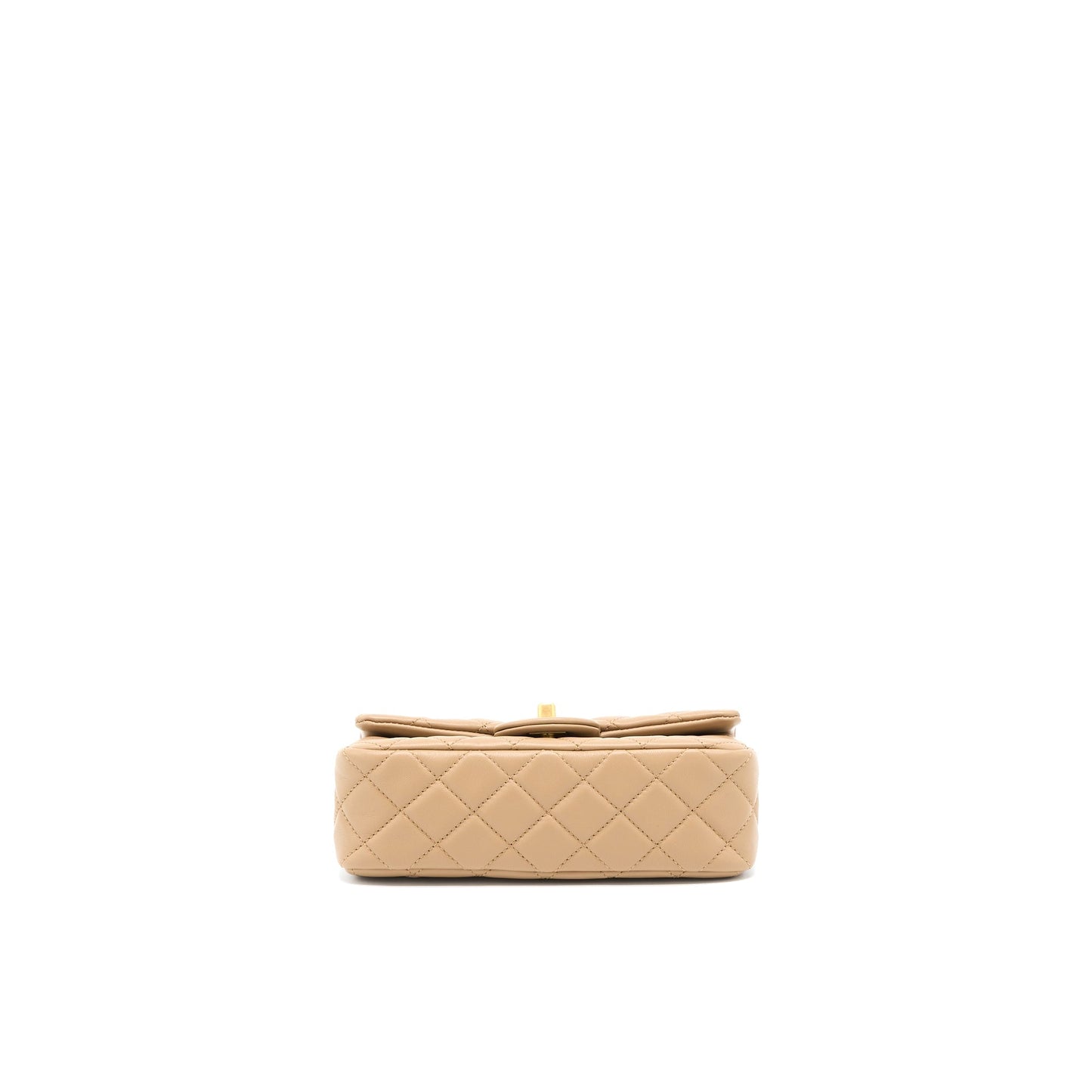Chanel 22S Pearl Crushed Mini Rectangular Lambskin Dark Beige (Microchip)
