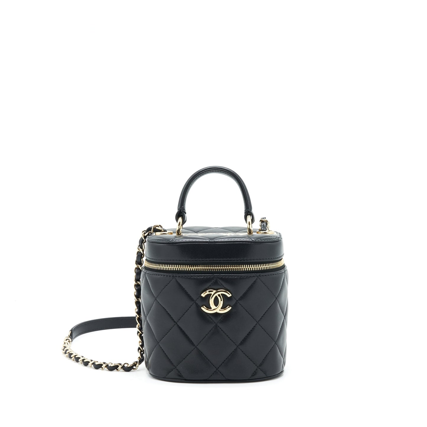Chanel Trendy CC Round Vanity Case Crossbody Bag Lambskin Black L