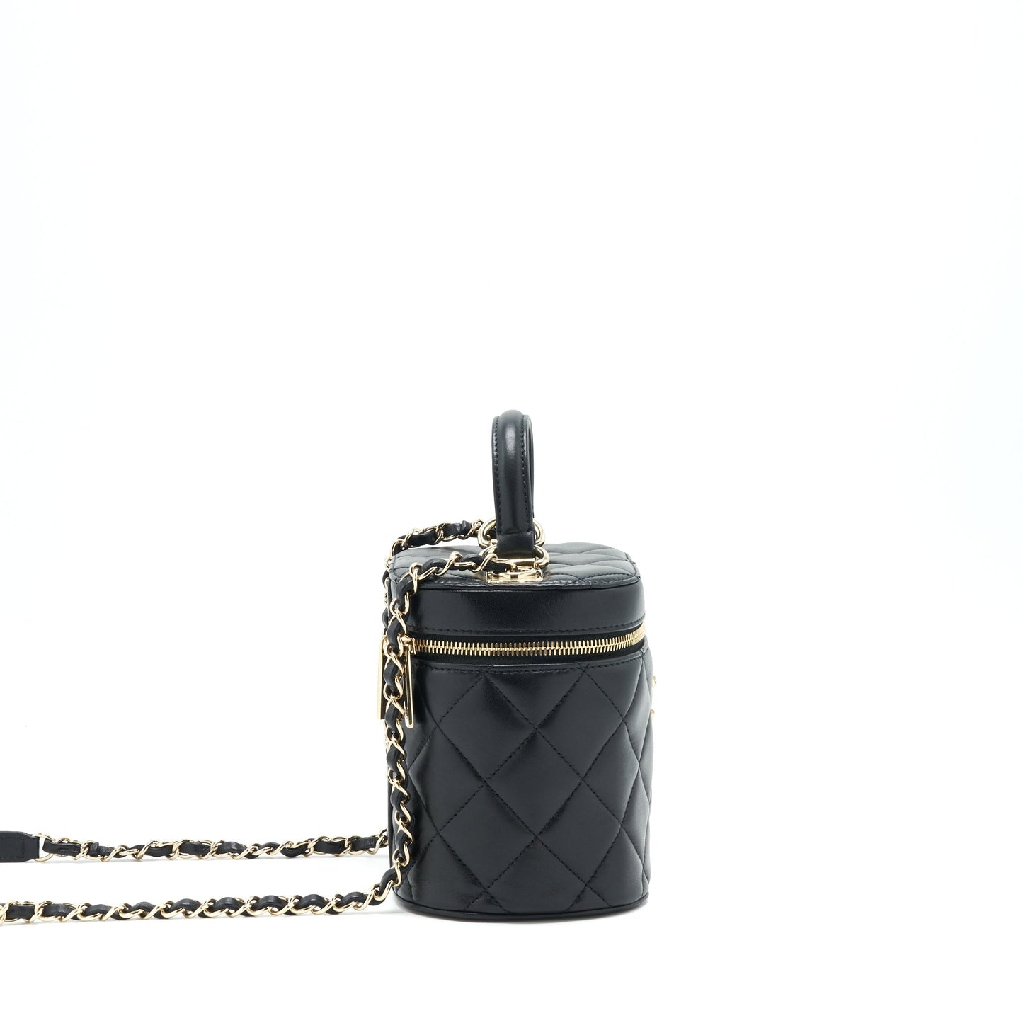 Chanel Trendy CC Round Vanity Case Crossbody Bag Lambskin Black L