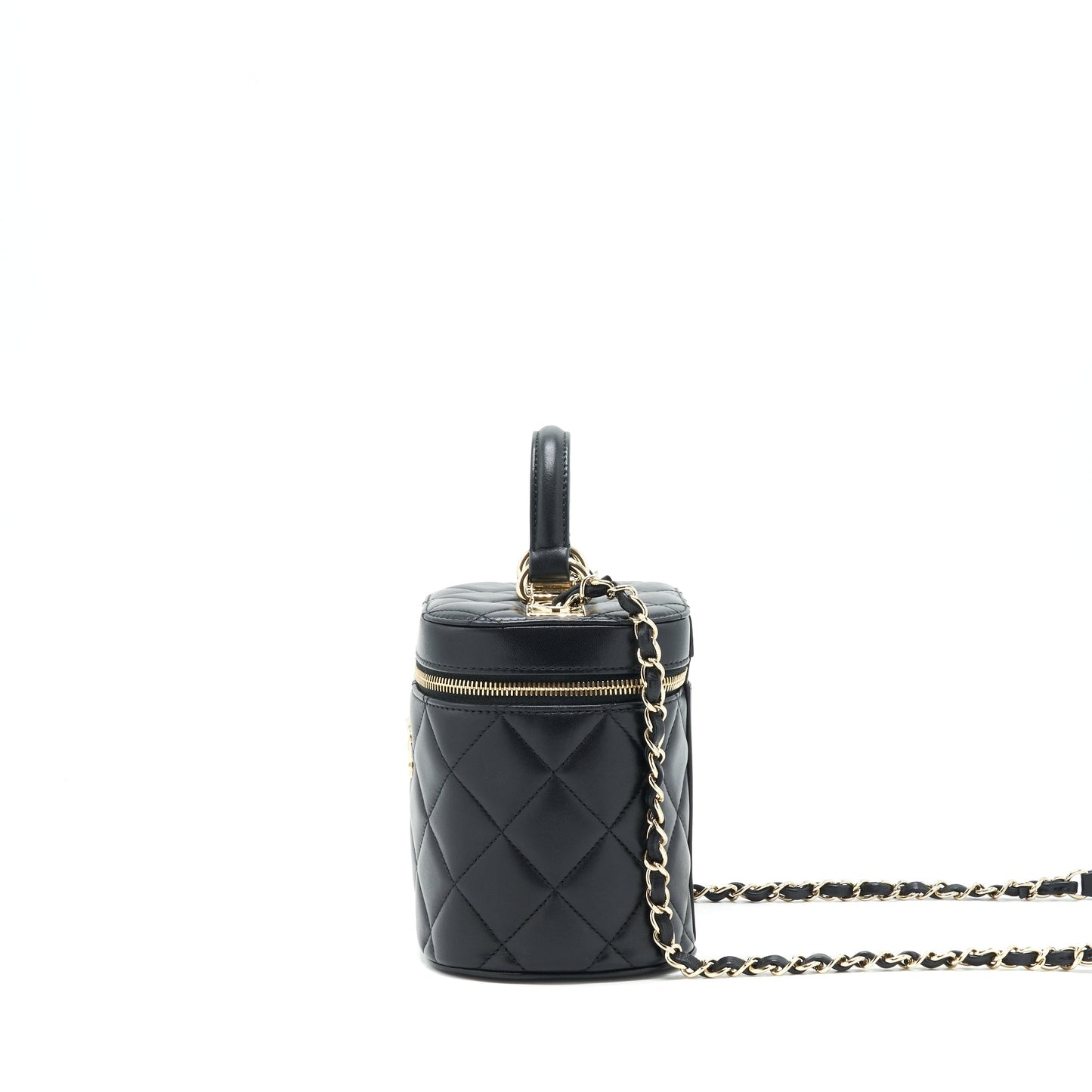 Chanel Trendy CC Round Vanity Case Crossbody Bag Lambskin Black L