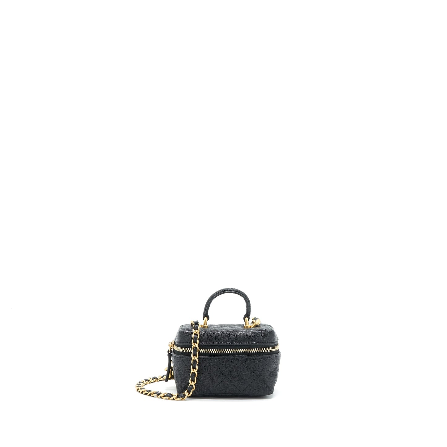 Chanel top handle mini zipper soft Vanity with chain Caviar black