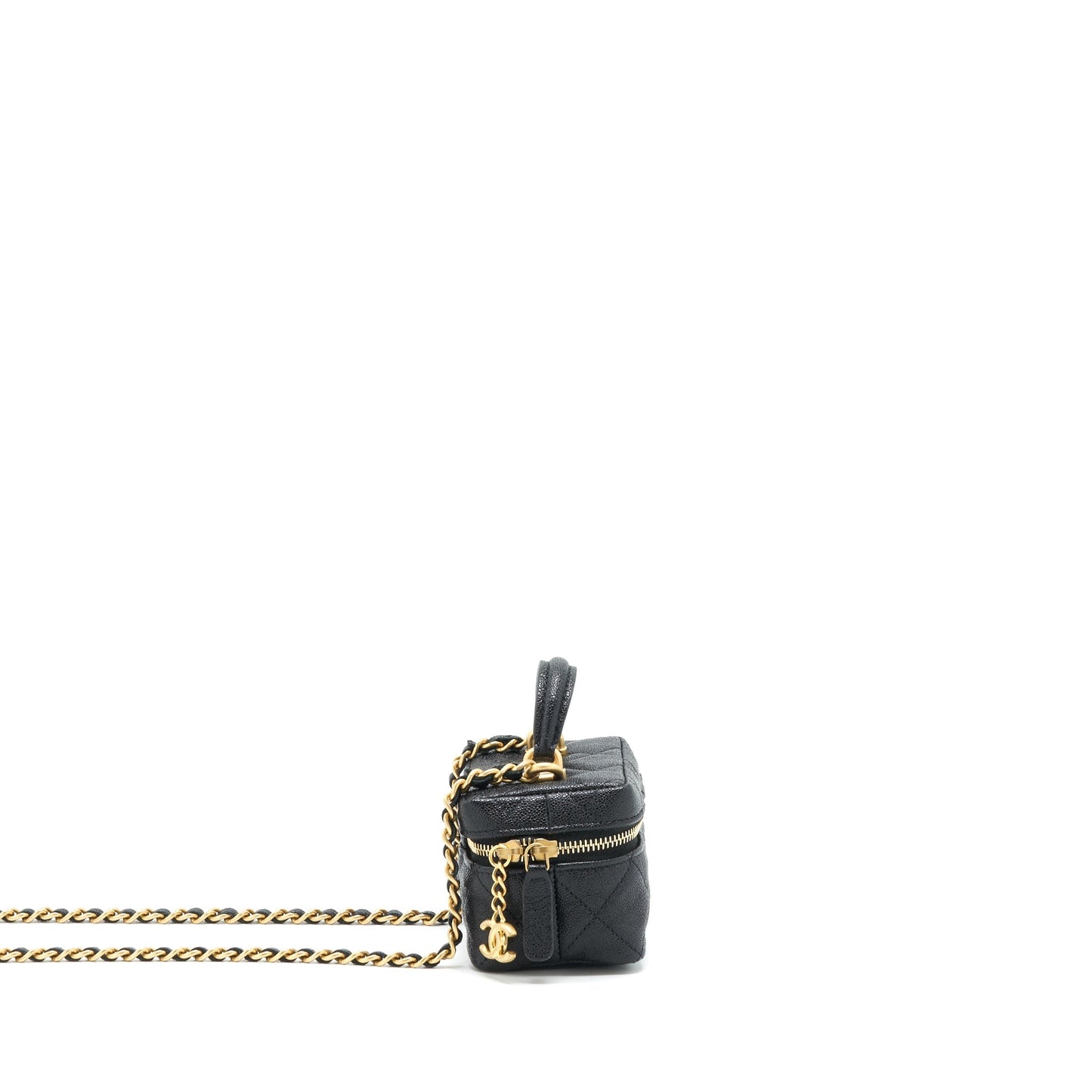 Chanel top handle mini zipper soft Vanity with chain Caviar black
