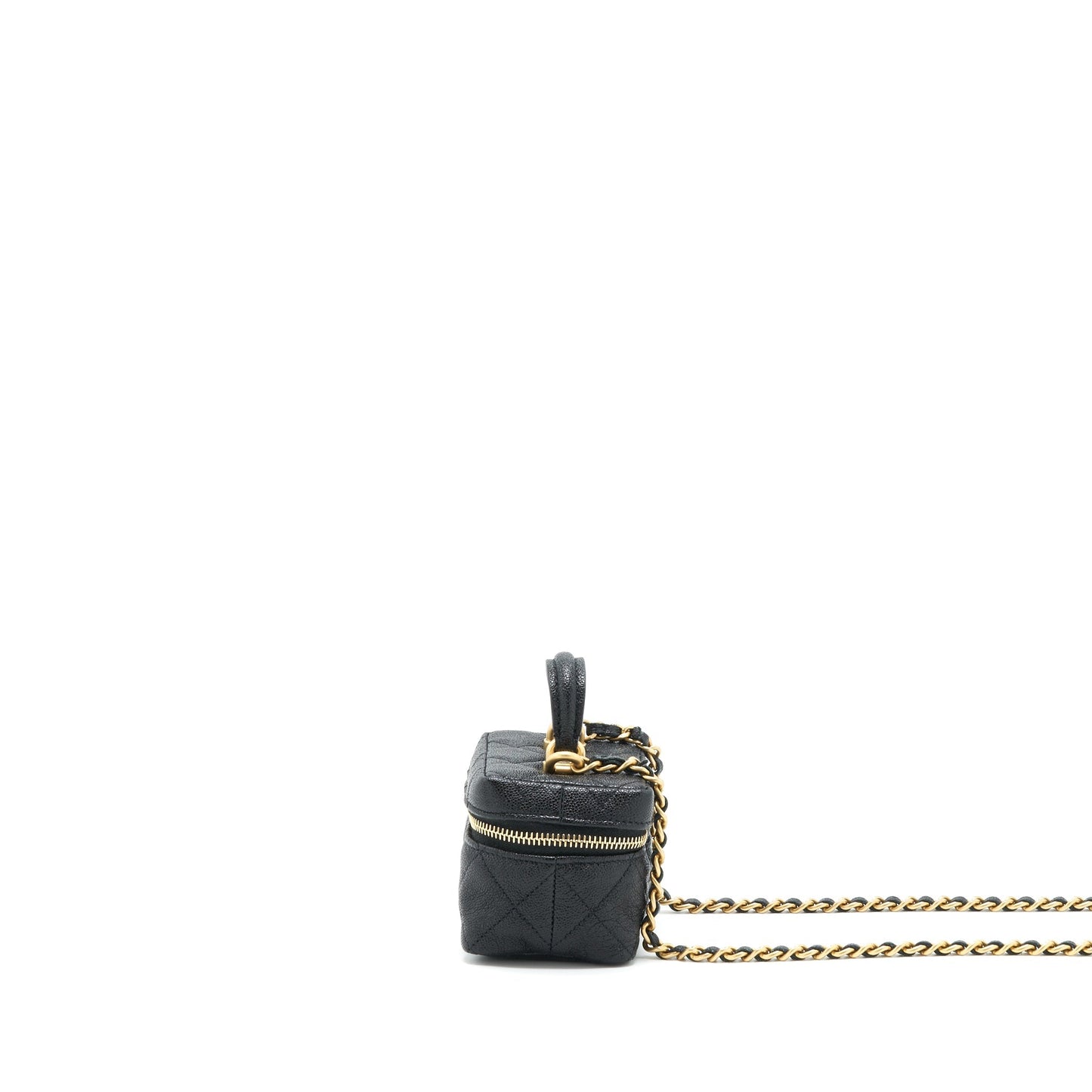 Chanel top handle mini zipper soft Vanity with chain Caviar black