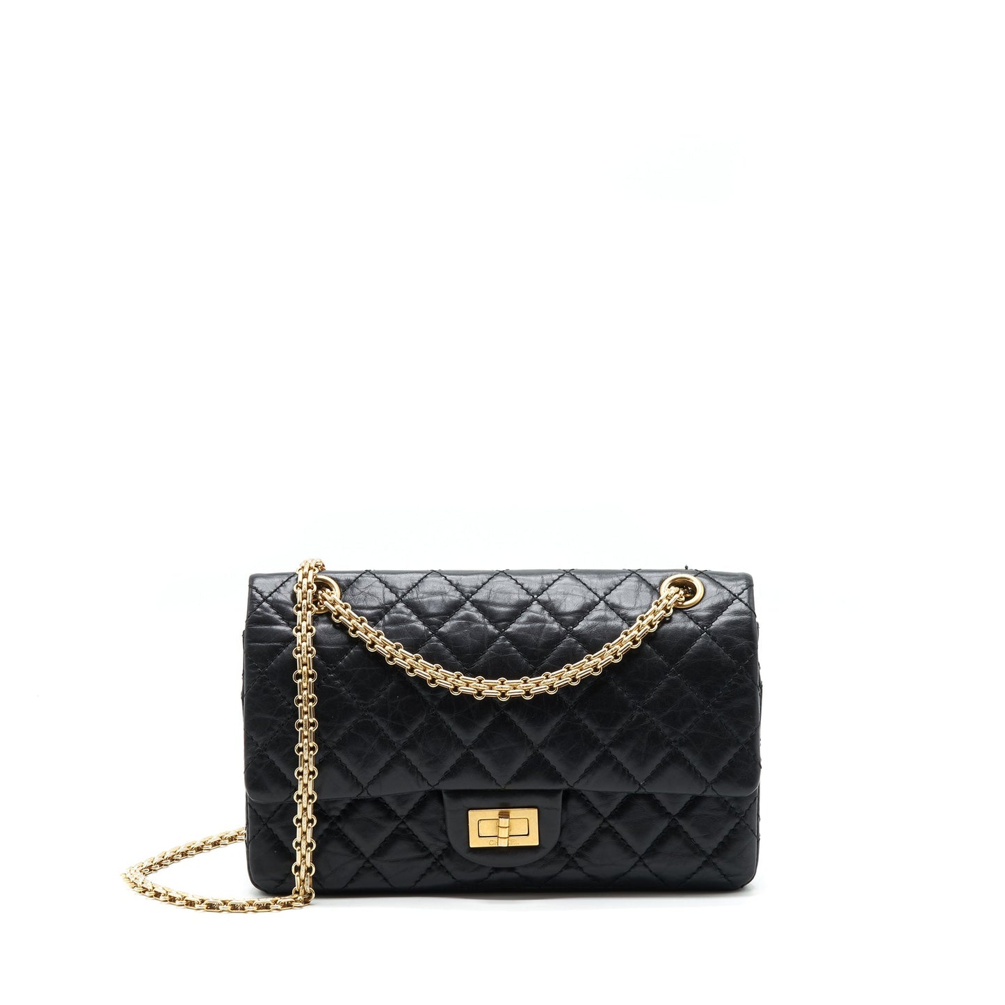 Chanel 2.55 225 Small reissue double flap bag aged Calfskin black
