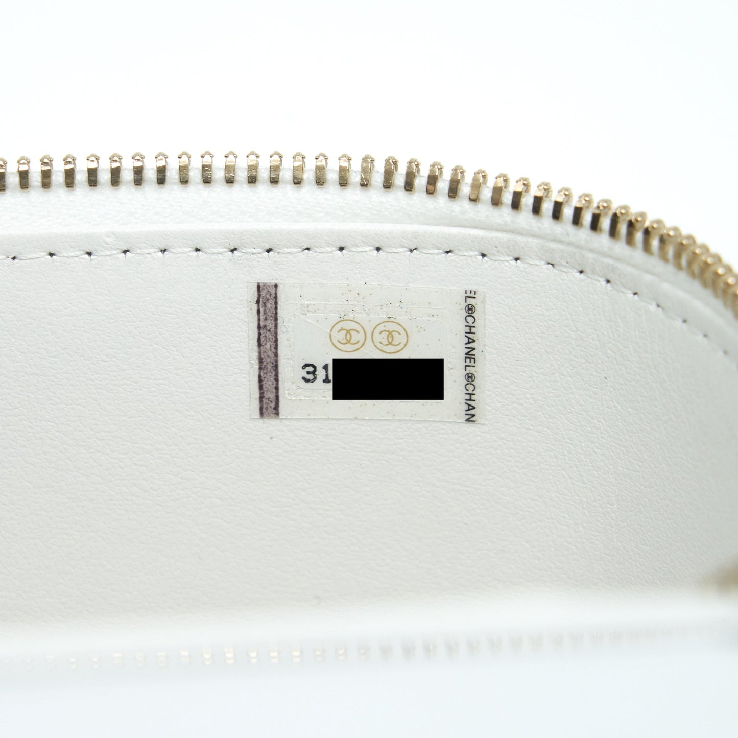 Chanel 22S Logo Top Handle Long Vanity With Chain Caviar White