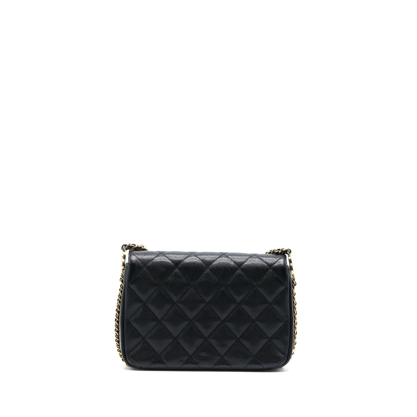 Chanel 23C Mini Flap Bag with CC Logo Chain Grained Calfskin Black  (Microchip)