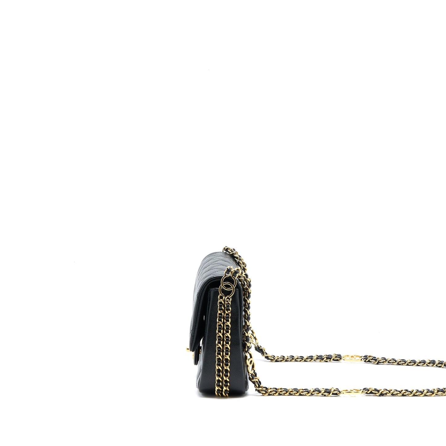 Chanel 23C Mini Flap Bag with CC Logo Chain Grained Calfskin Black  (Microchip)
