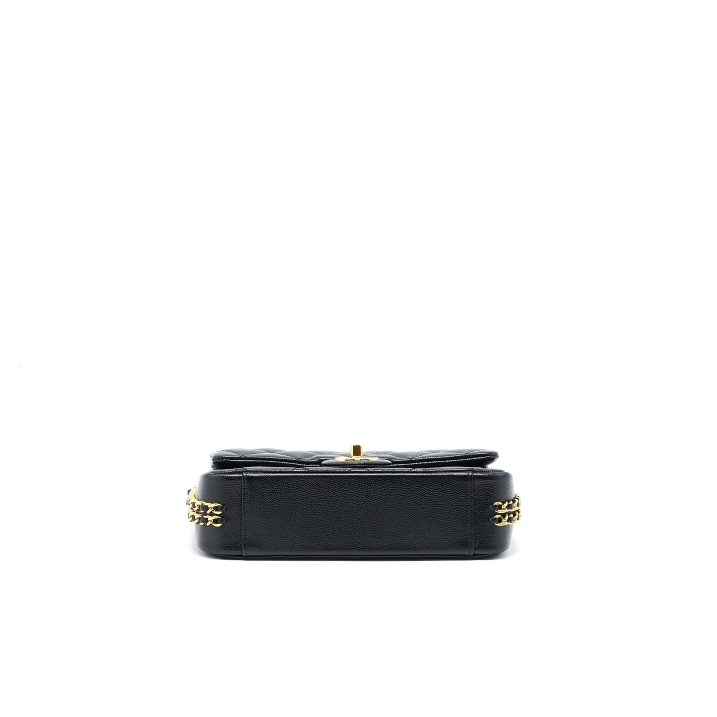 Chanel 23C Mini Flap Bag with CC Logo Chain Grained Calfskin Black  (Microchip)
