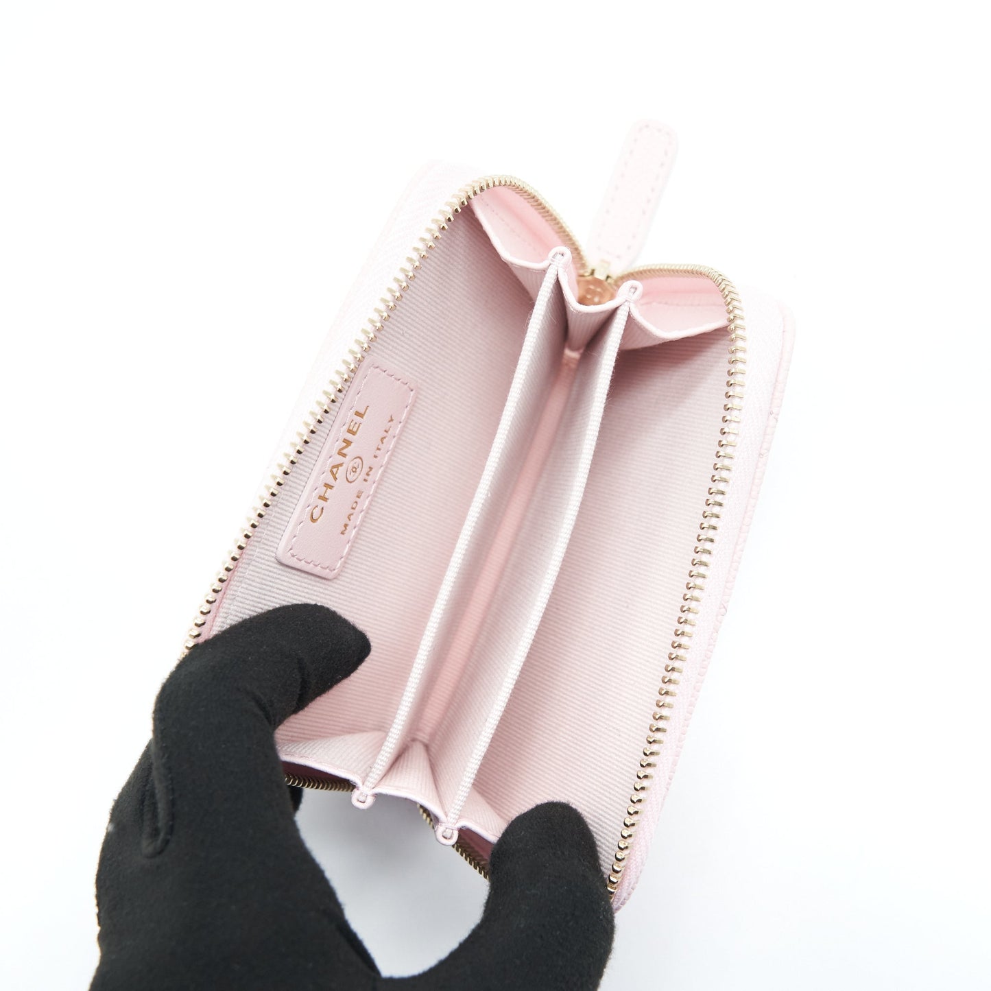 Chanel Zip Card Holder Caviar Light Pink L