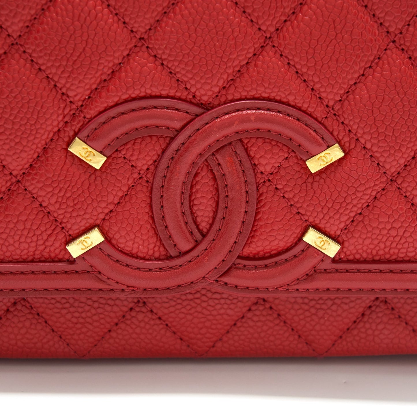 Chanel Filigree Flap Bag Caviar Red