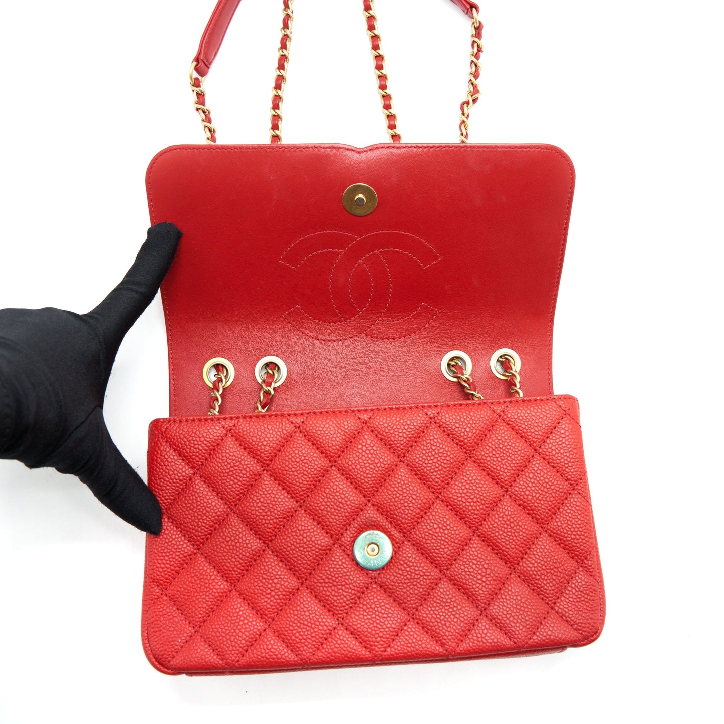 Chanel Filigree Flap Bag Caviar Red