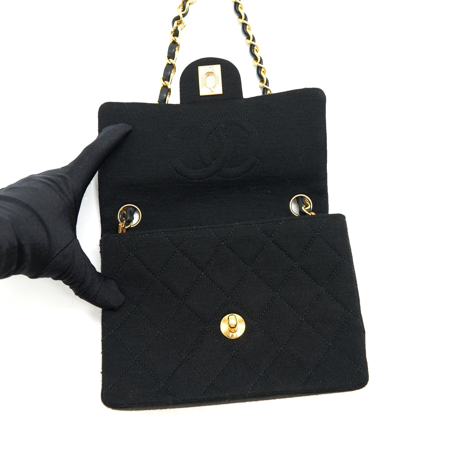 Chanel  Fabric Mini Square Flap Bag Black