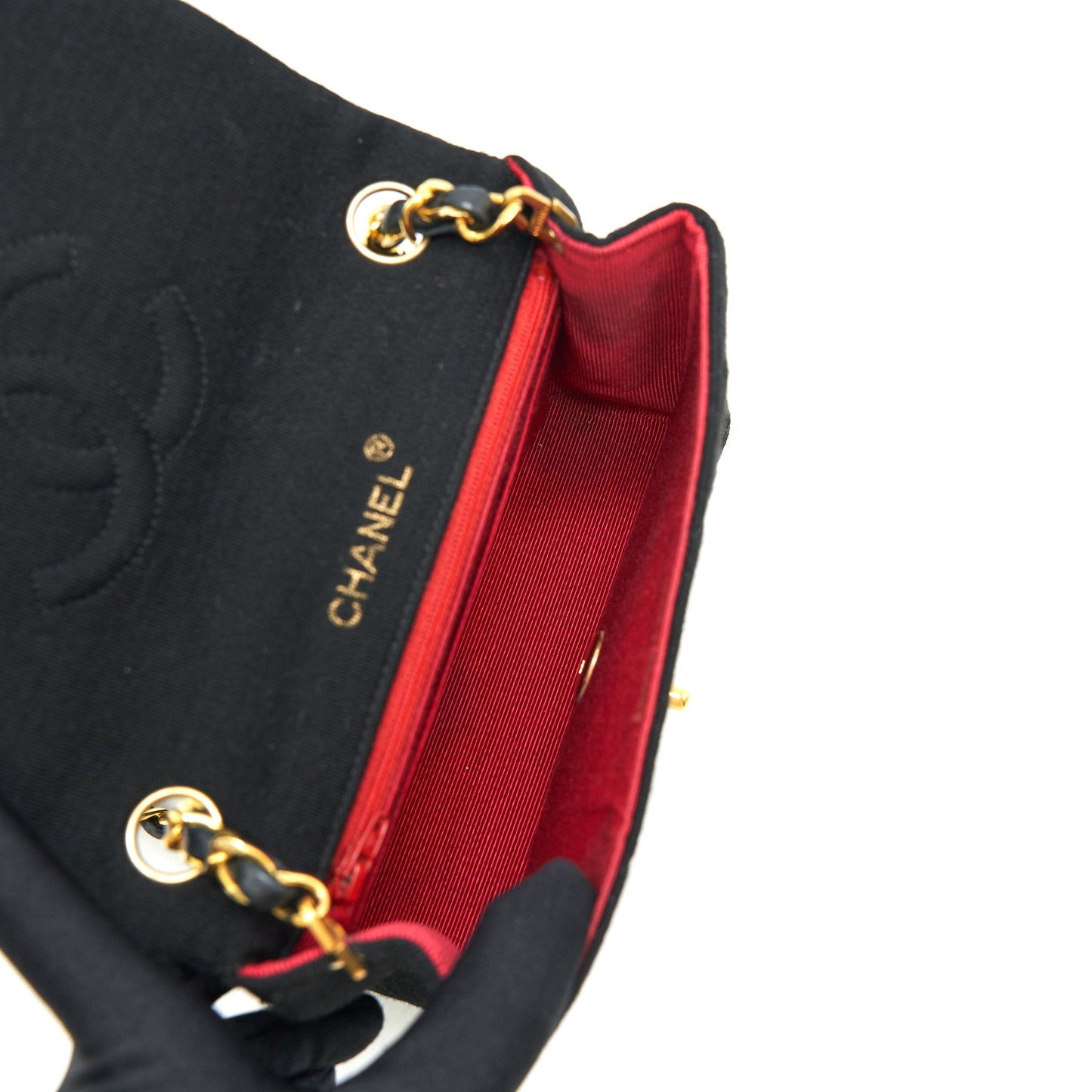 Chanel  Fabric Mini Square Flap Bag Black