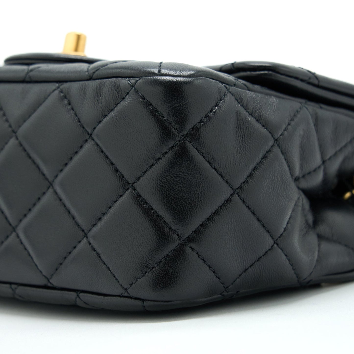 Chanel Pearl Crush Mini Square Flap Bag Lambskin Black