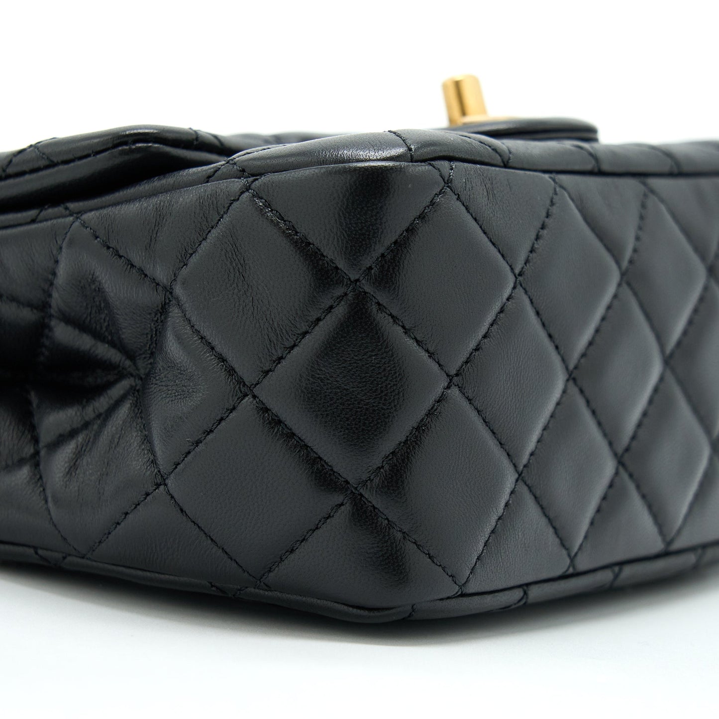 Chanel Pearl Crush Mini Square Flap Bag Lambskin Black