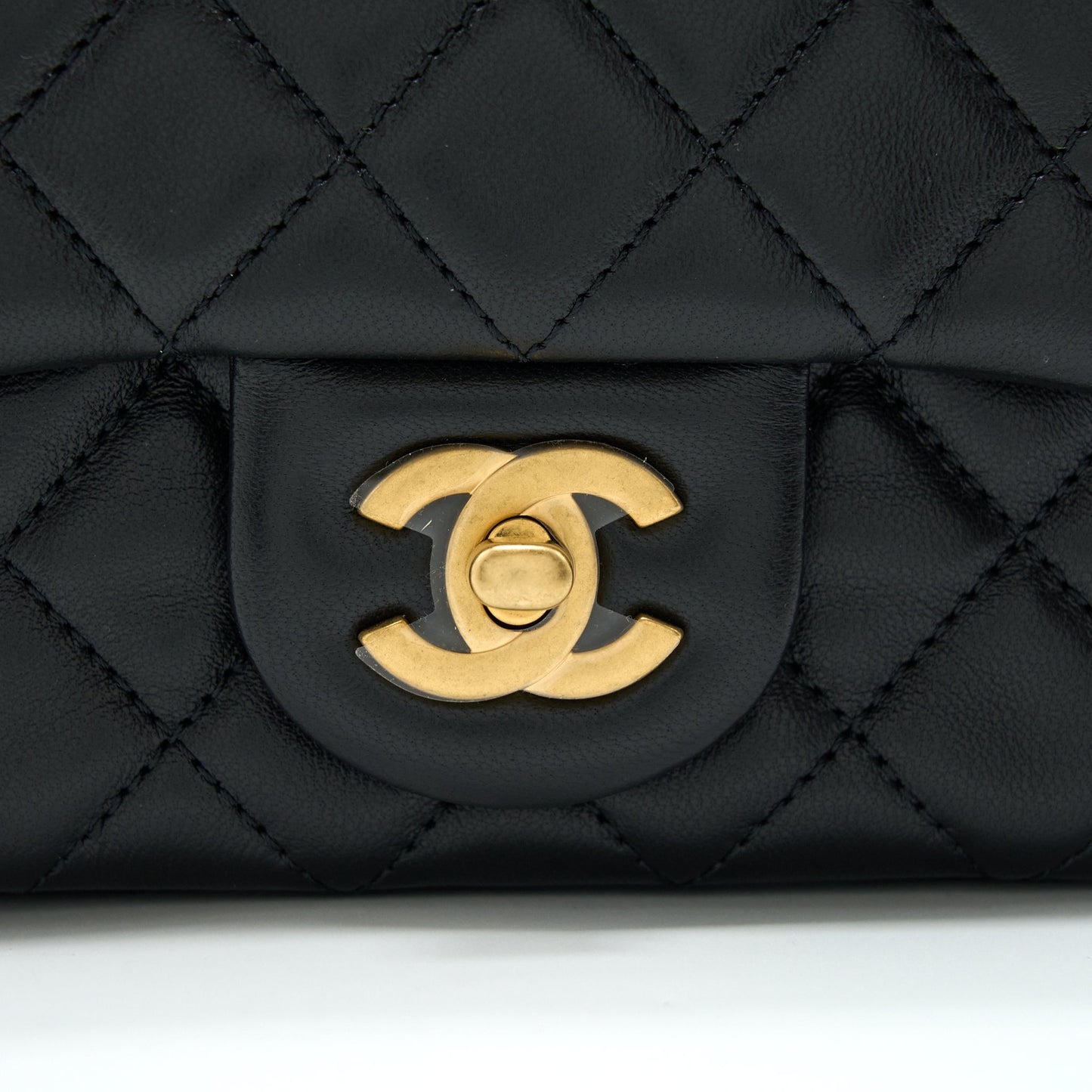 Chanel Pearl Crush Mini Square Flap Bag Lambskin Black