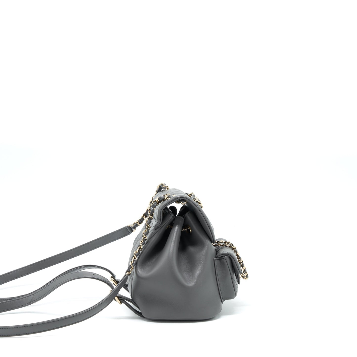 Chanel Mini Duma Backpack Lambskin Grey L (Microchip)