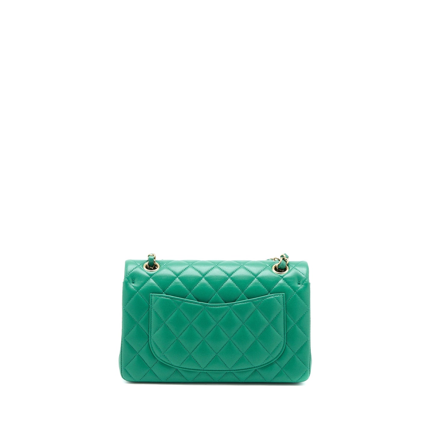 Chanel Small Classic Double Flap Bag Lambskin Green L(Microchip)