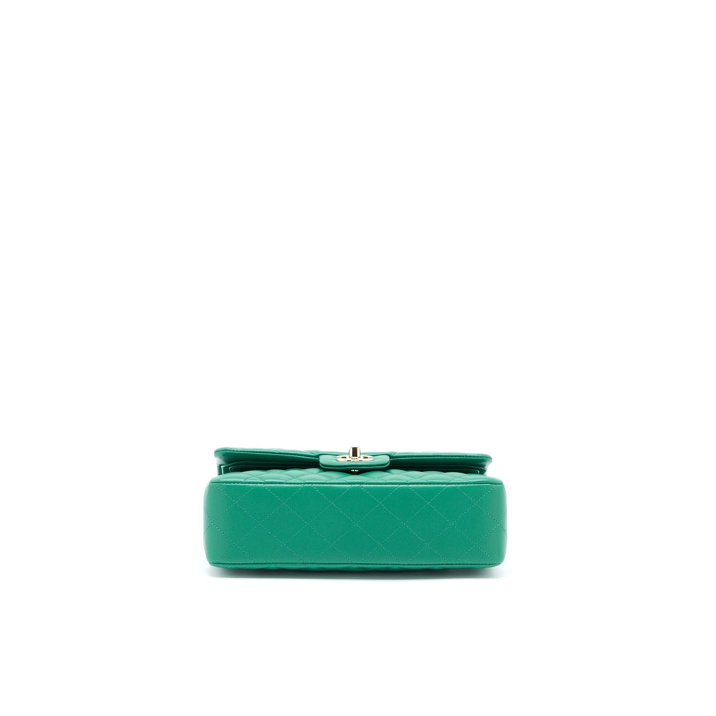 Chanel Small Classic Double Flap Bag Lambskin Green L(Microchip)