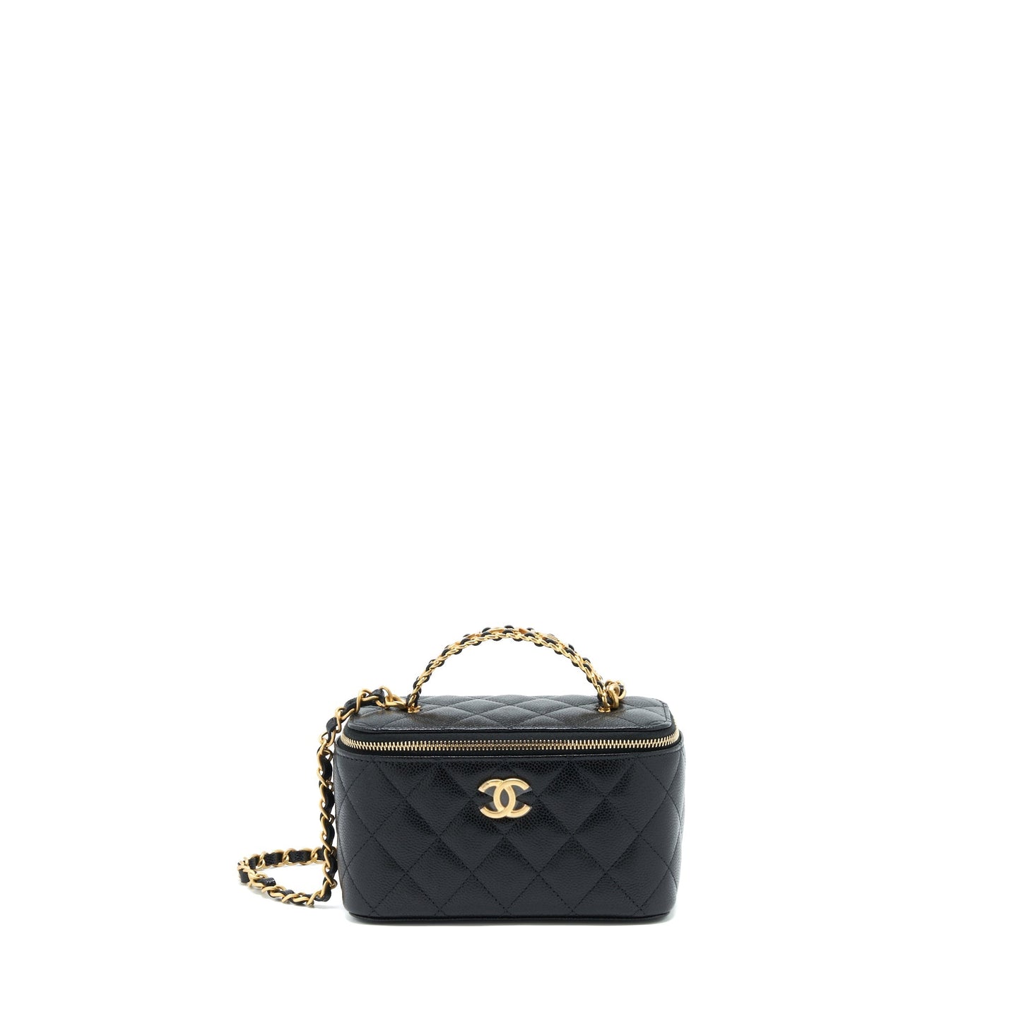 Chanel 22S Letter Top Handle Long Vanity Caviar Black
