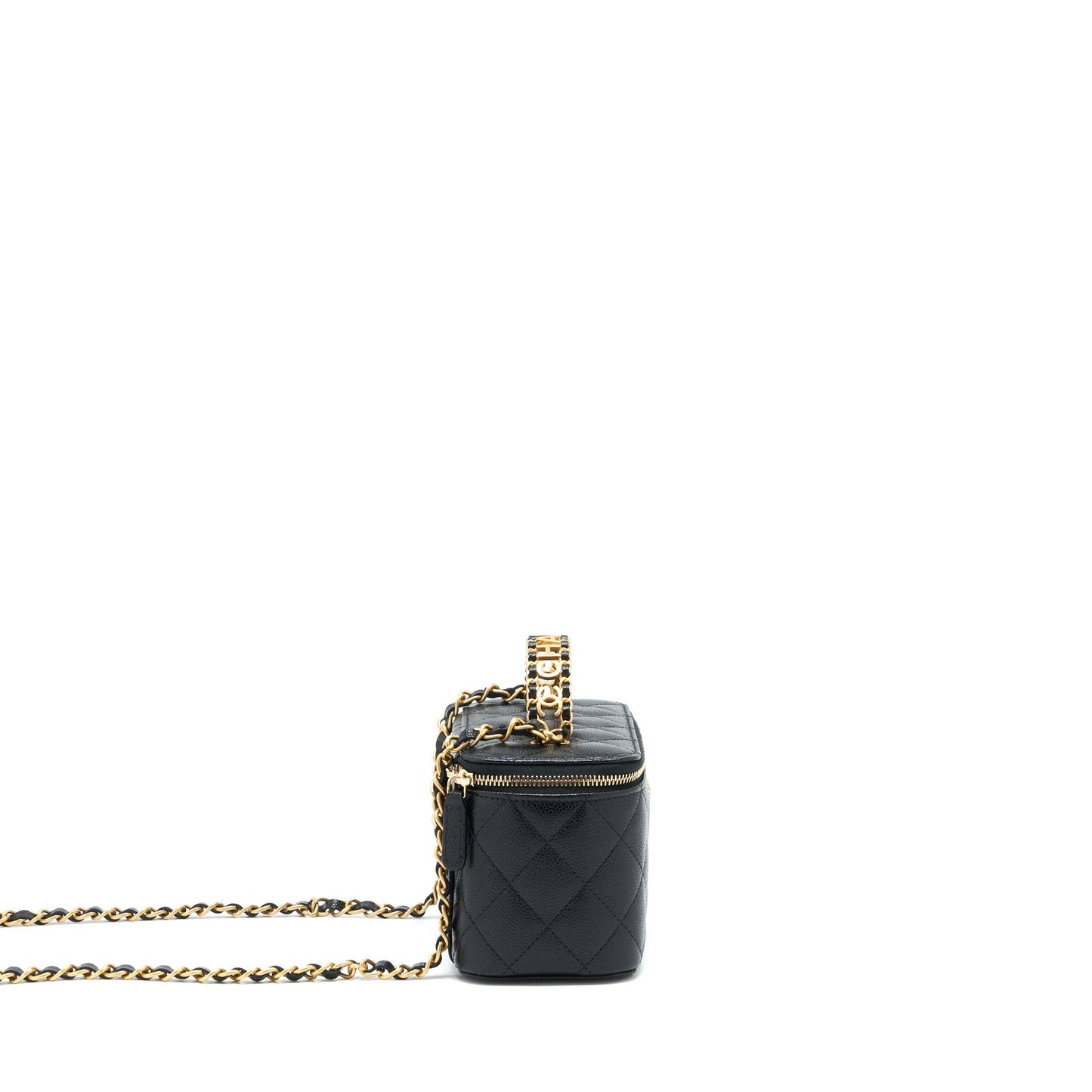 Chanel 22S Letter Top Handle Long Vanity Caviar Black