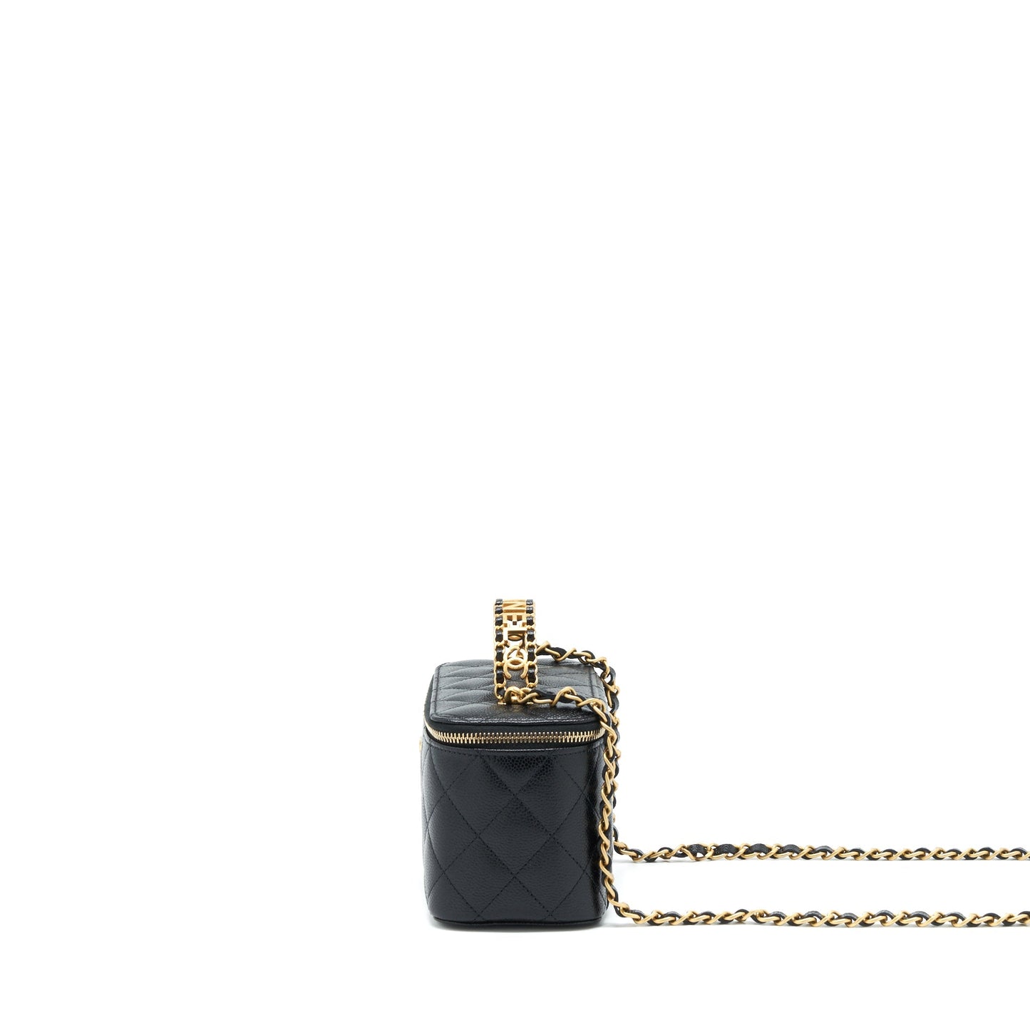 Chanel 22S Letter Top Handle Long Vanity Caviar Black